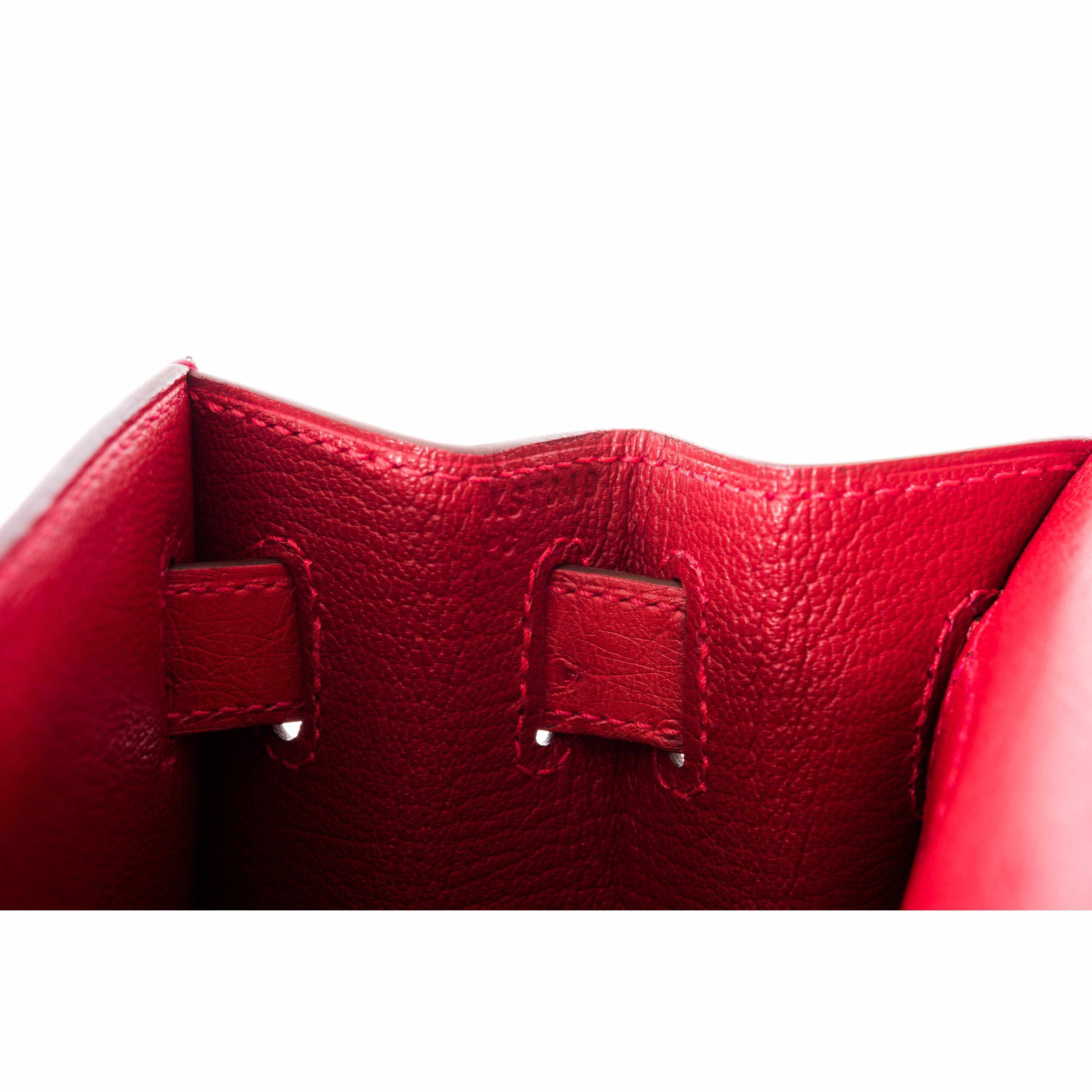 Hermès Kelly 28 Ostrich Rouge Vif Palladium Hardware 