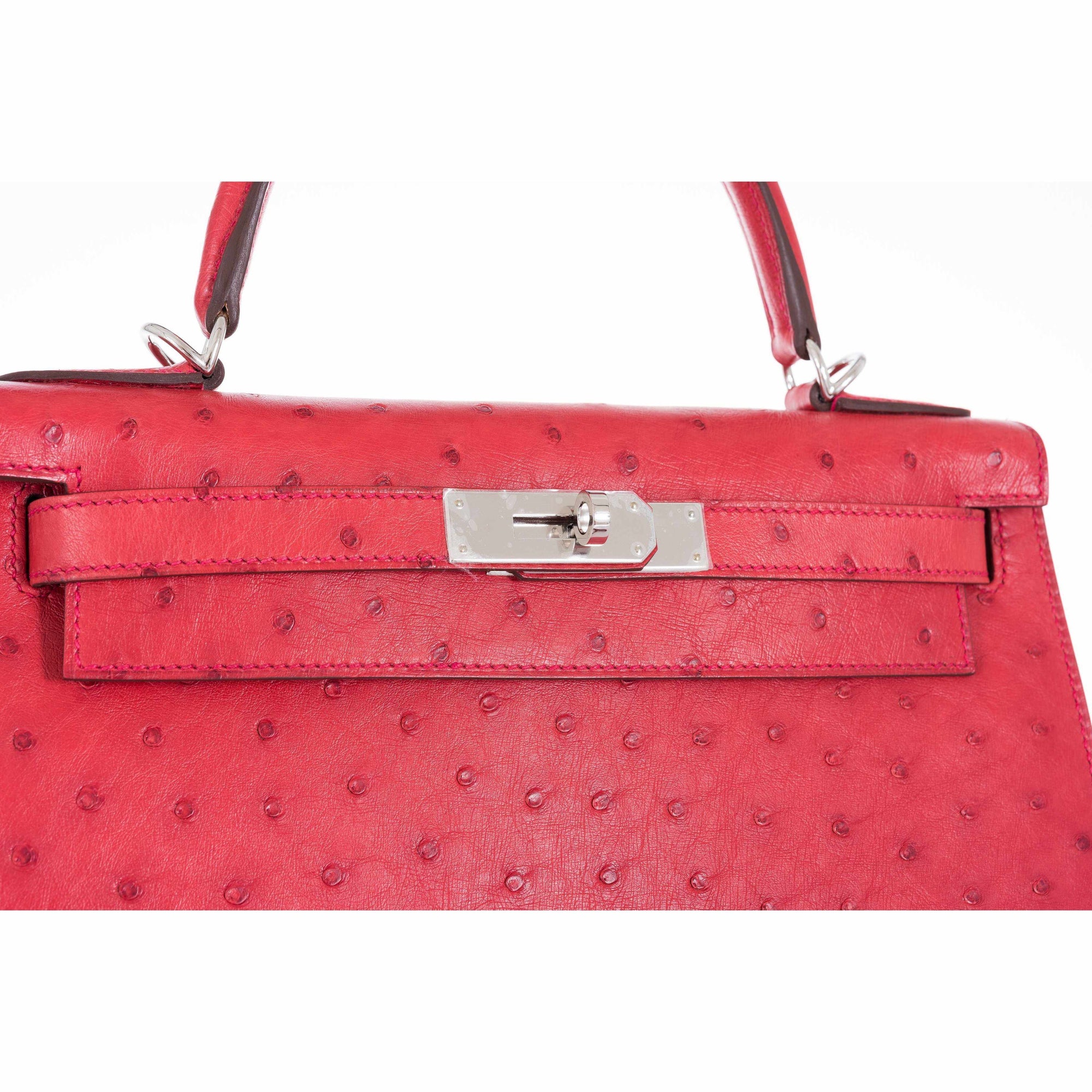 Hermès Kelly 28 Ostrich Rouge Vif Palladium Hardware