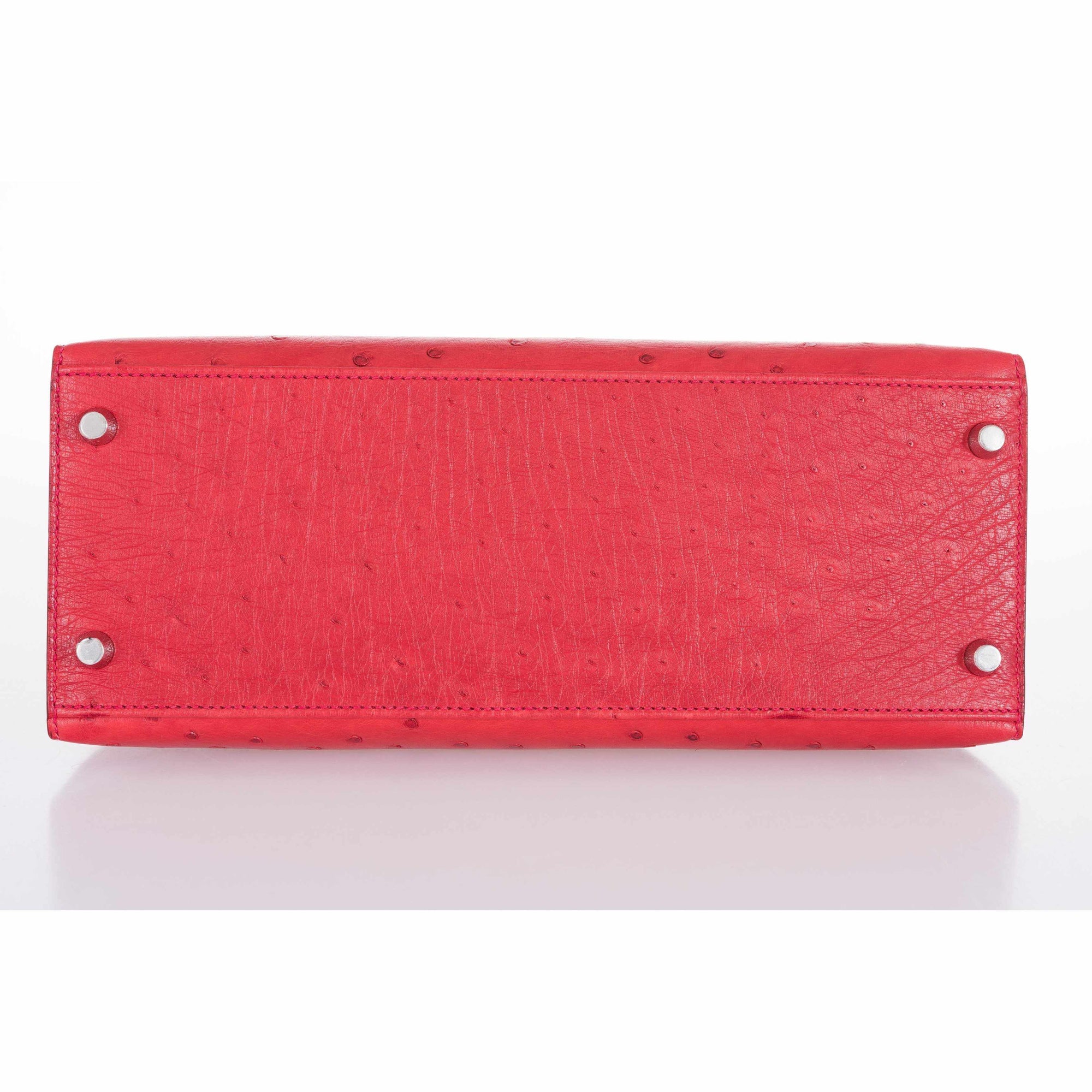 Hermès Kelly 28 Ostrich Rouge Vif Palladium Hardware