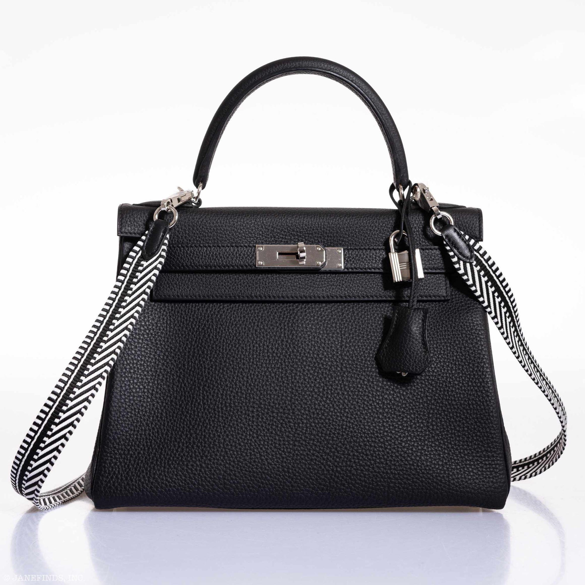 Hermès Kelly 28 Retourne Black Togo Palladium Hardware