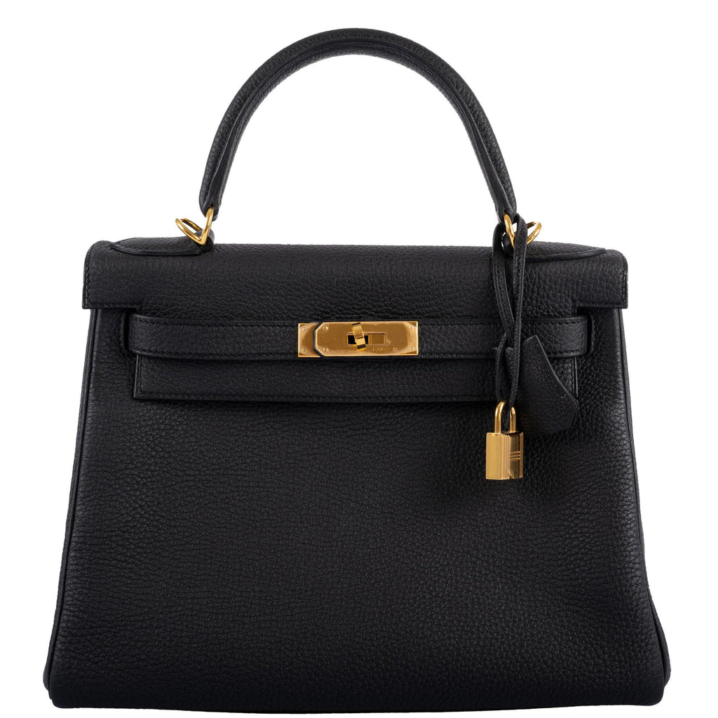 Hermes Kelly Bag Togo Leather Gold Hardware In Black