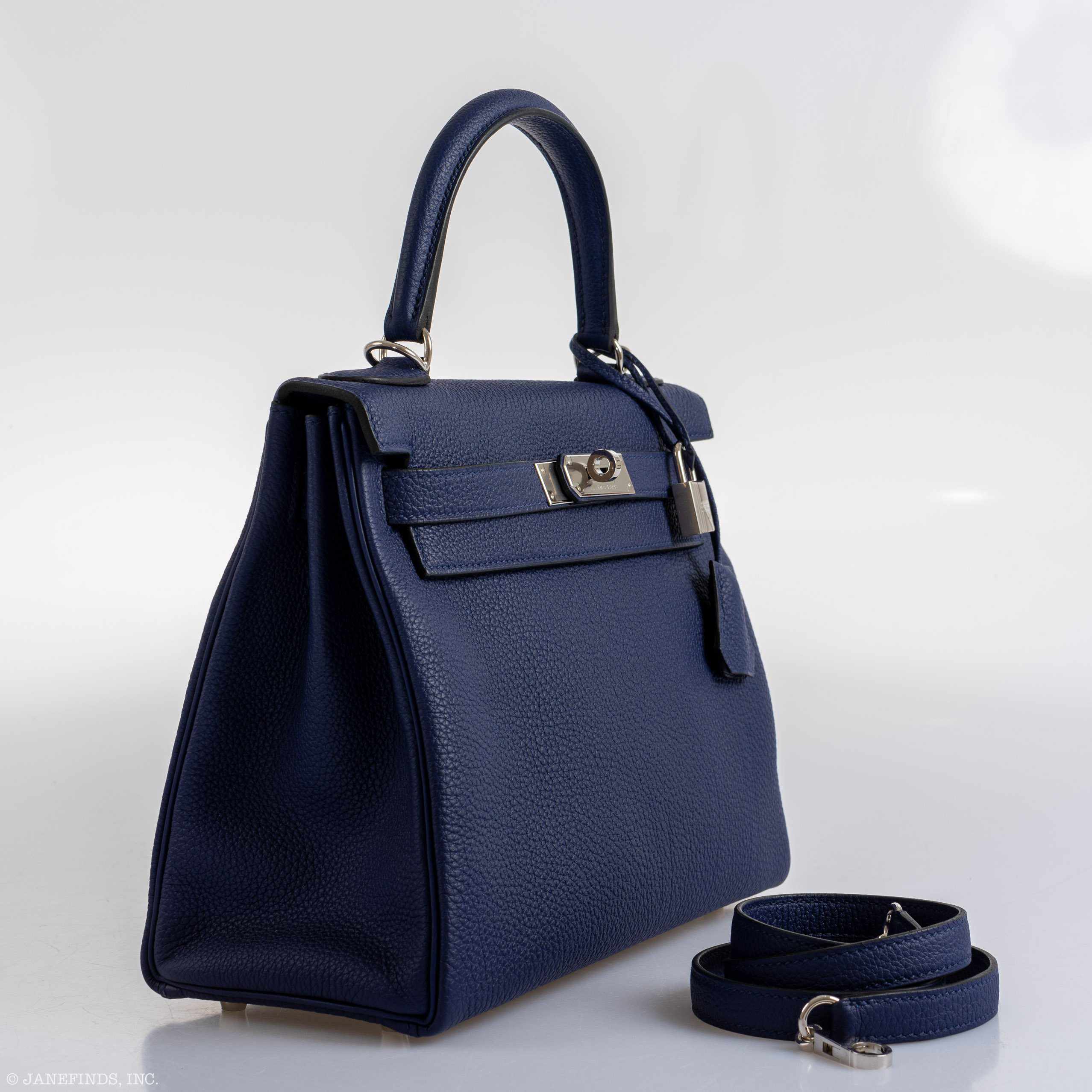 Hermès Kelly 28 Retourne Blue Encre Togo Palladium Hardware