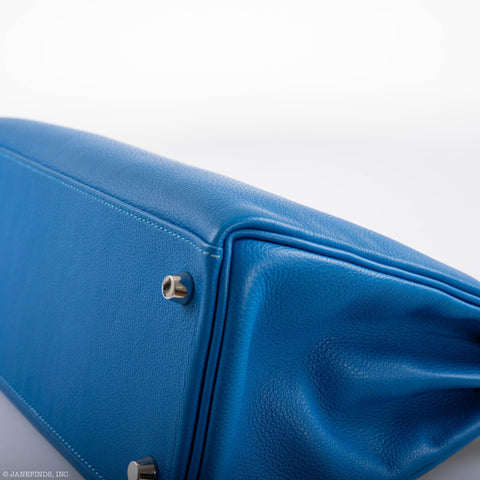Hermès Kelly 28 Retourne Blue Hydra Evercolor leather Palladium Hardware - 2016, X