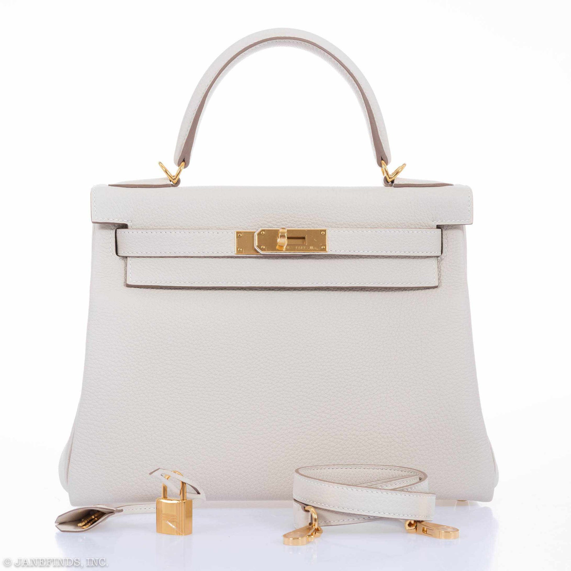 Hermès Kelly 28 Retourne Craie Togo Gold Hardware