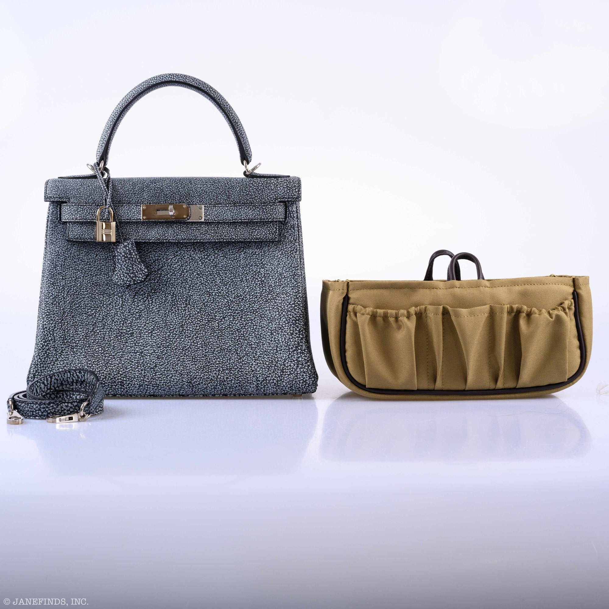 Hermès Kelly 28 Retourne Dalmatian Buffalo Leather Palladium Hardware