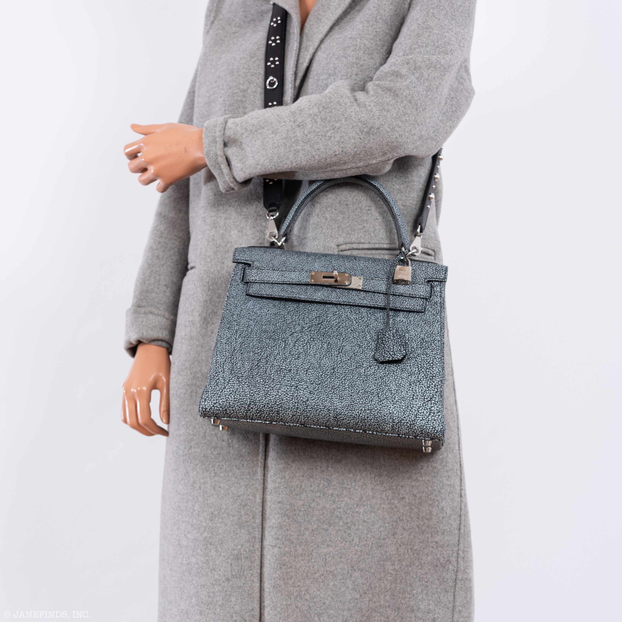 Hermès Kelly 28 Retourne Dalmatian Buffalo Leather Palladium Hardware