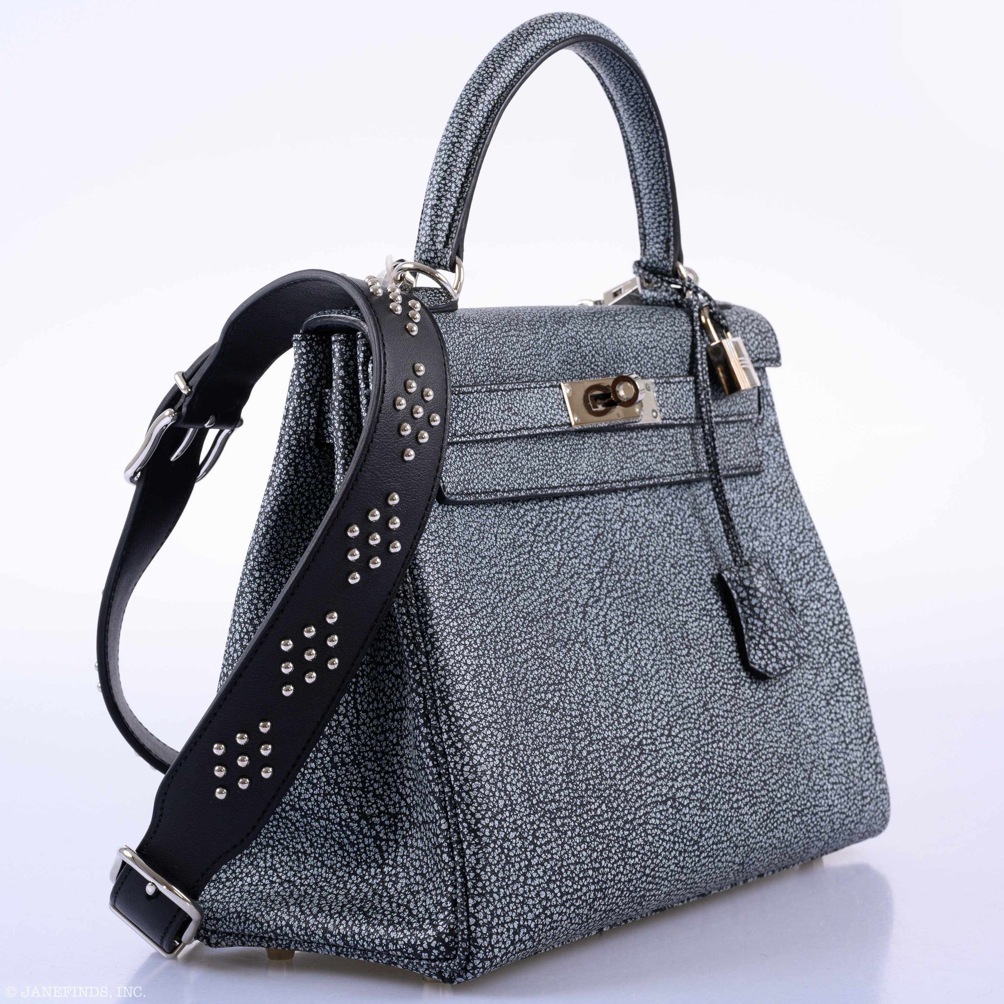 Hermès Kelly 28 Retourne Dalmatian Buffalo Leather Palladium Hardware