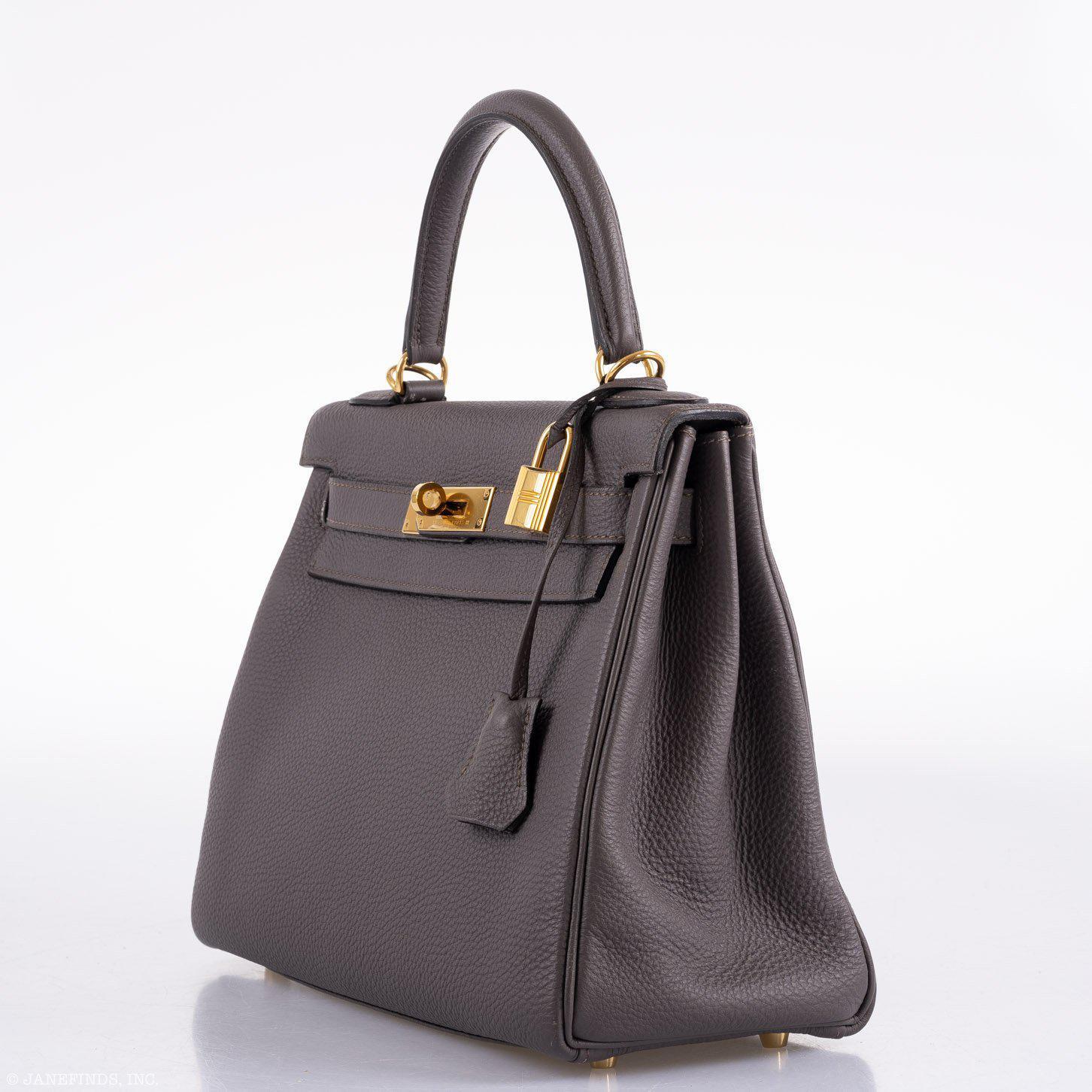 Hermès Kelly 28 Retourne Etain Togo Leather Gold Hardware