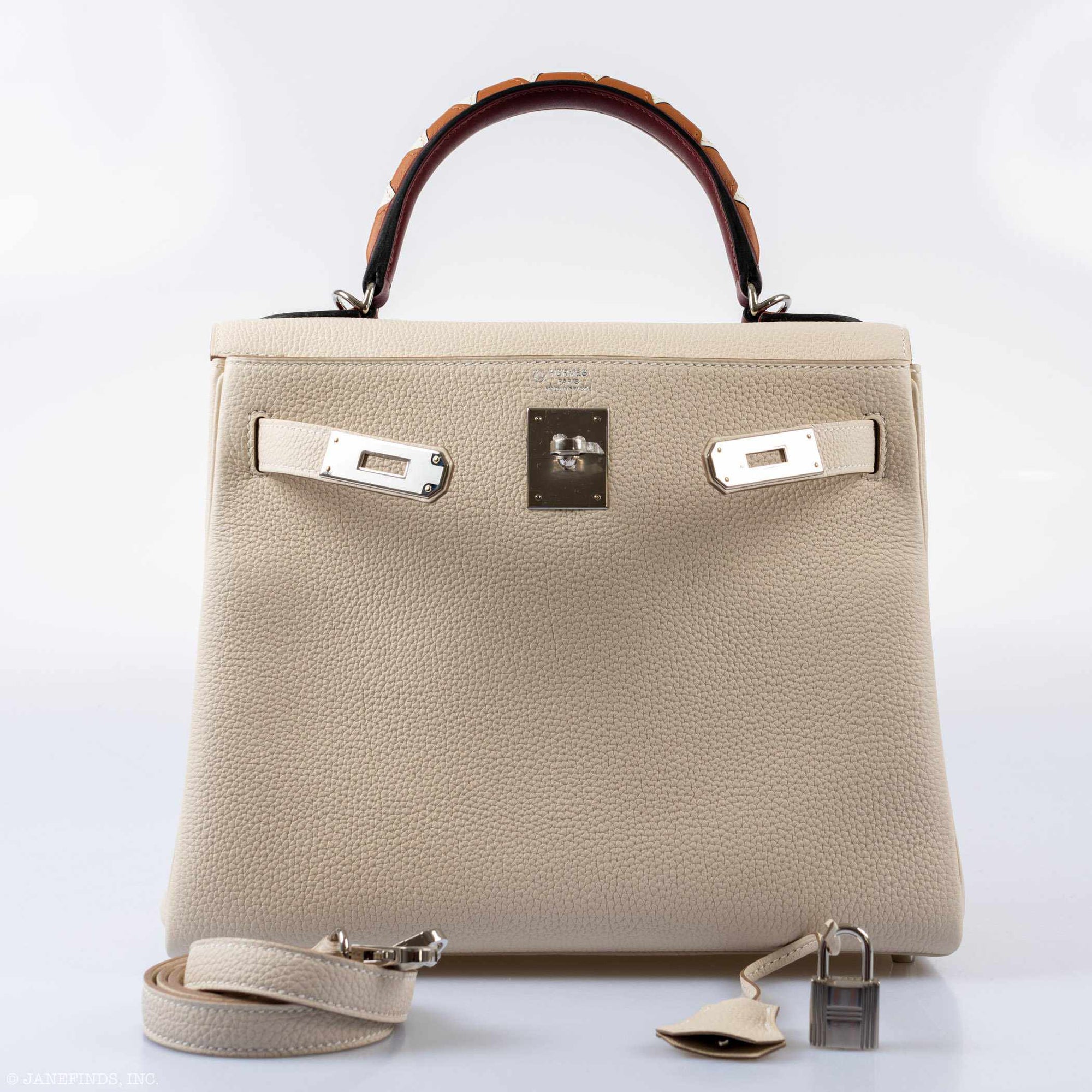 Hermès Kelly 28 Retourné HSS Au Galop Craie Togo Palladium Hardware
