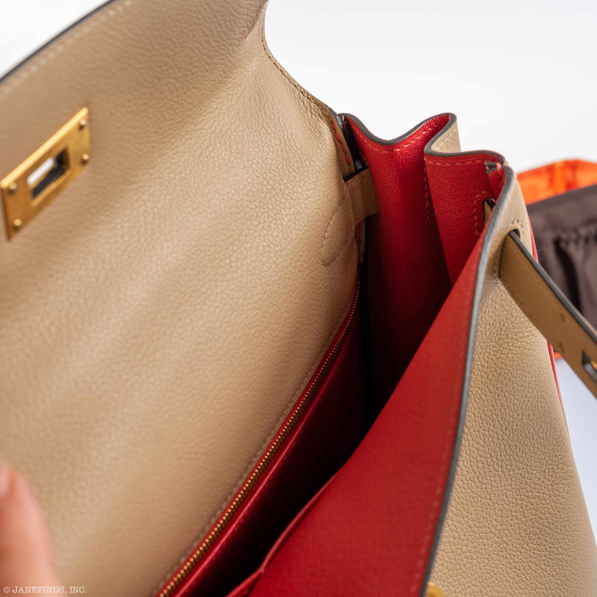 Hermès Kelly 28 Retourné HSS Trench Rouge Tomate Piping Evercolor Brushed Gold Hardware
