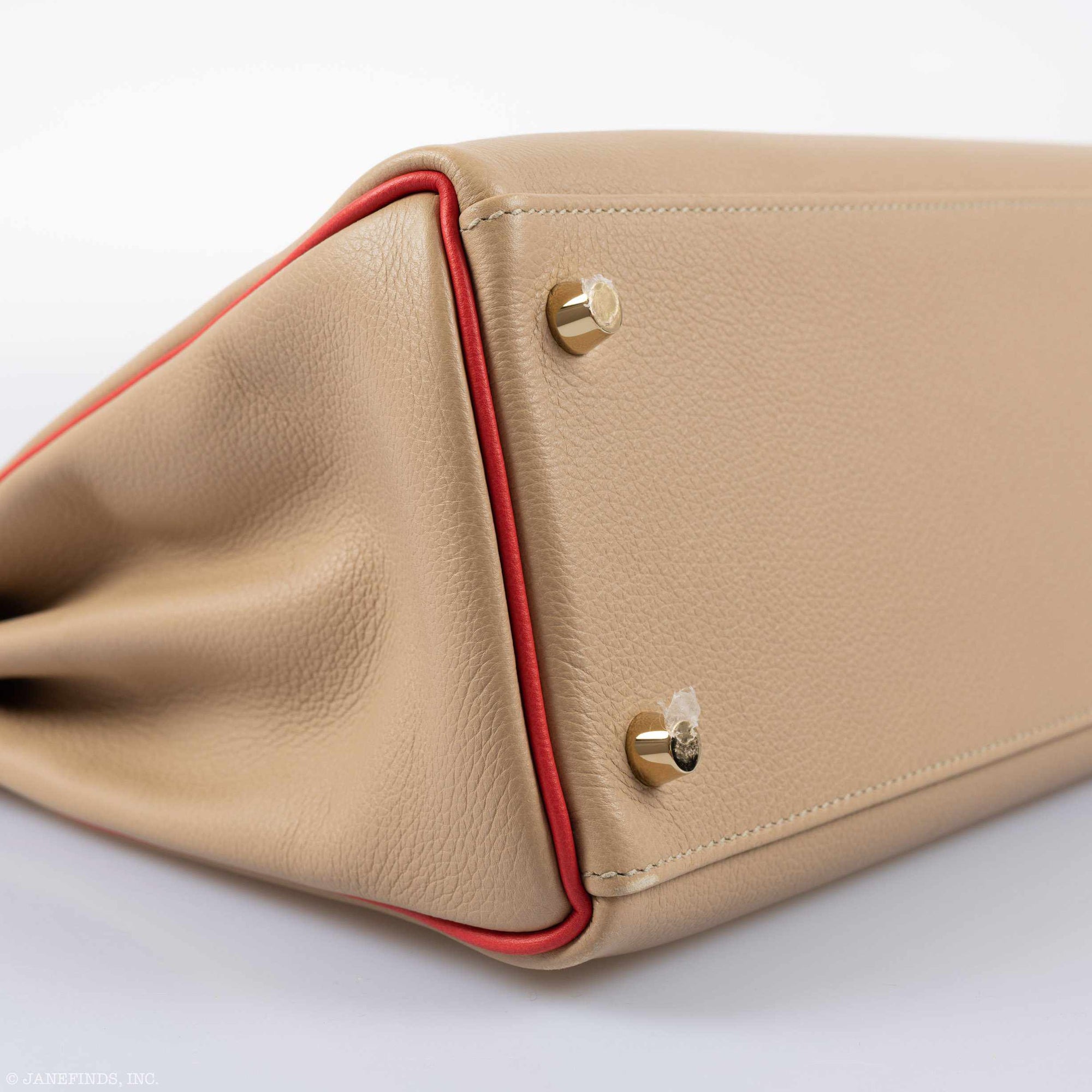 Hermès Kelly 28 Retourné HSS Trench Rouge Tomate Piping Evercolor Brushed Gold Hardware