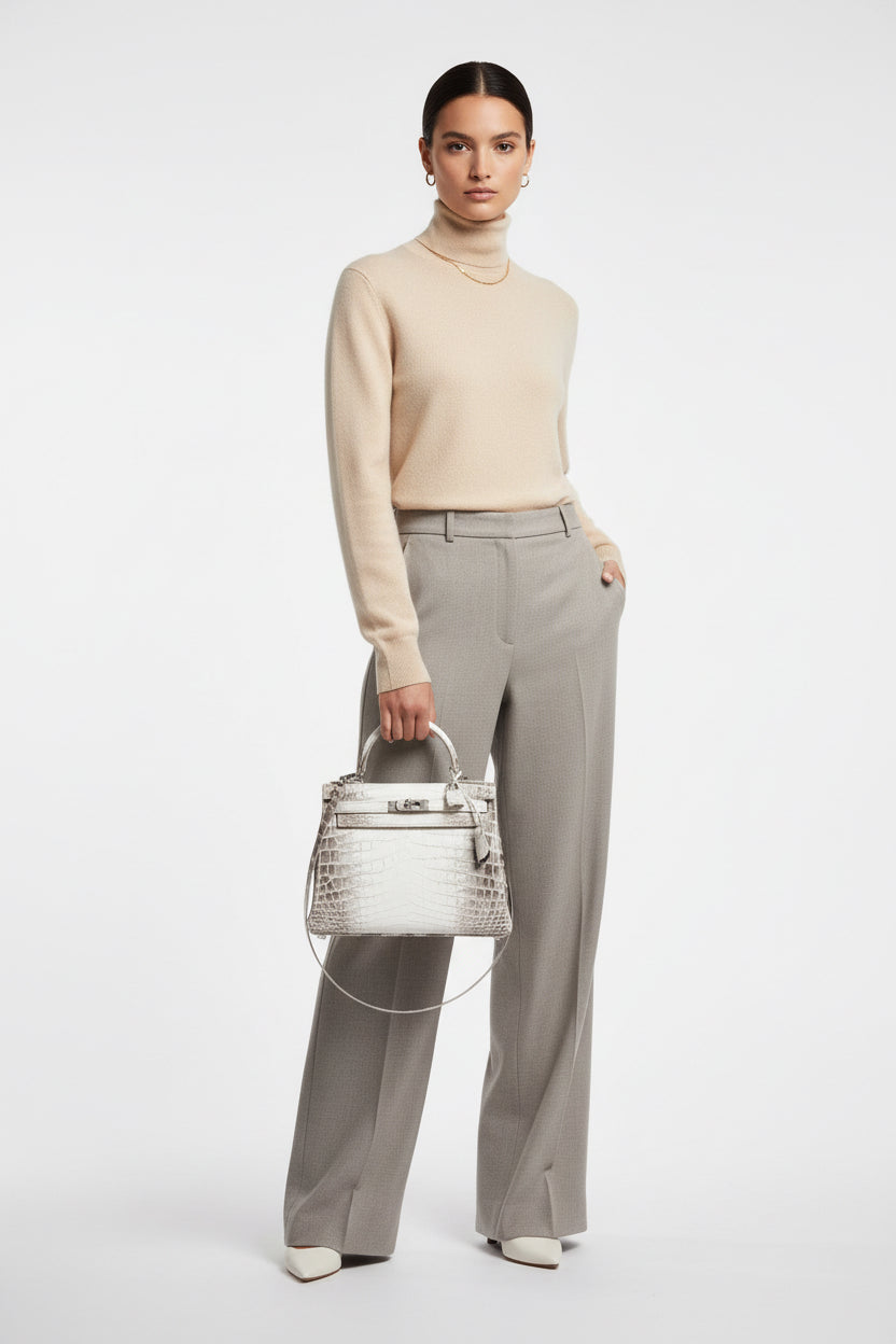 Hermès Kelly 28 Retourne Himalayan Porosus Crocodile Palladium Hardware