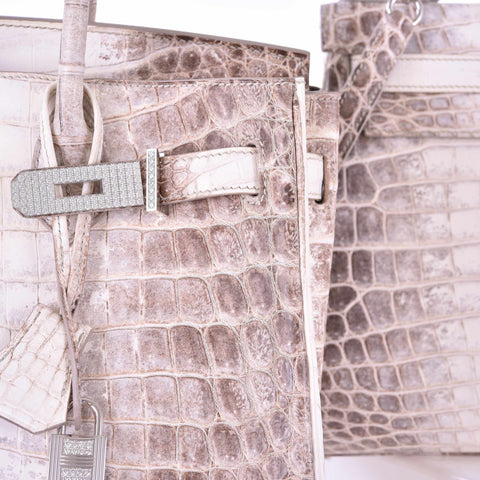 Hermès Kelly 28 Retourne Himalayan Porosus Crocodile Palladium Hardware