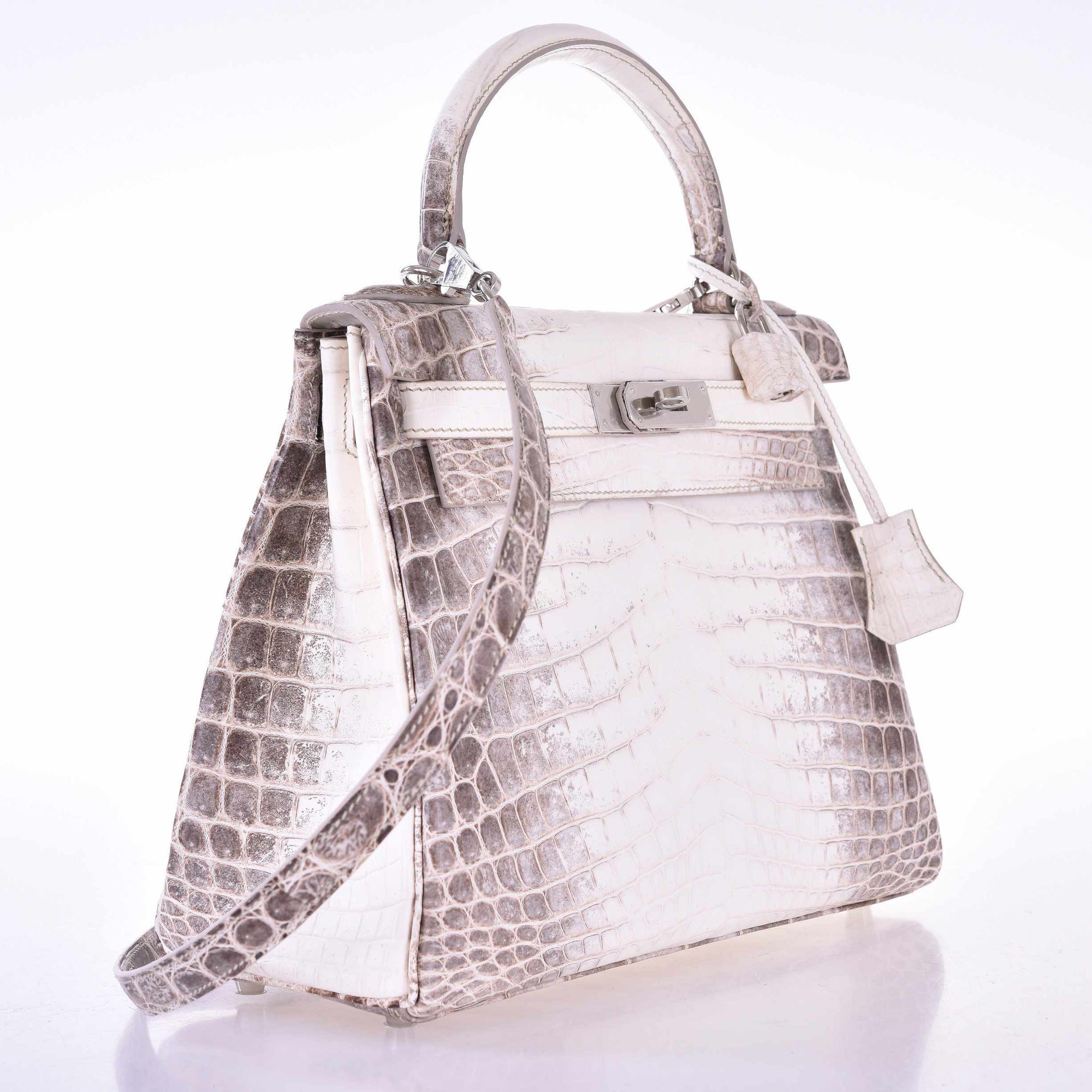 Hermès Kelly 28 Retourne Himalayan Porosus Crocodile Palladium Hardware