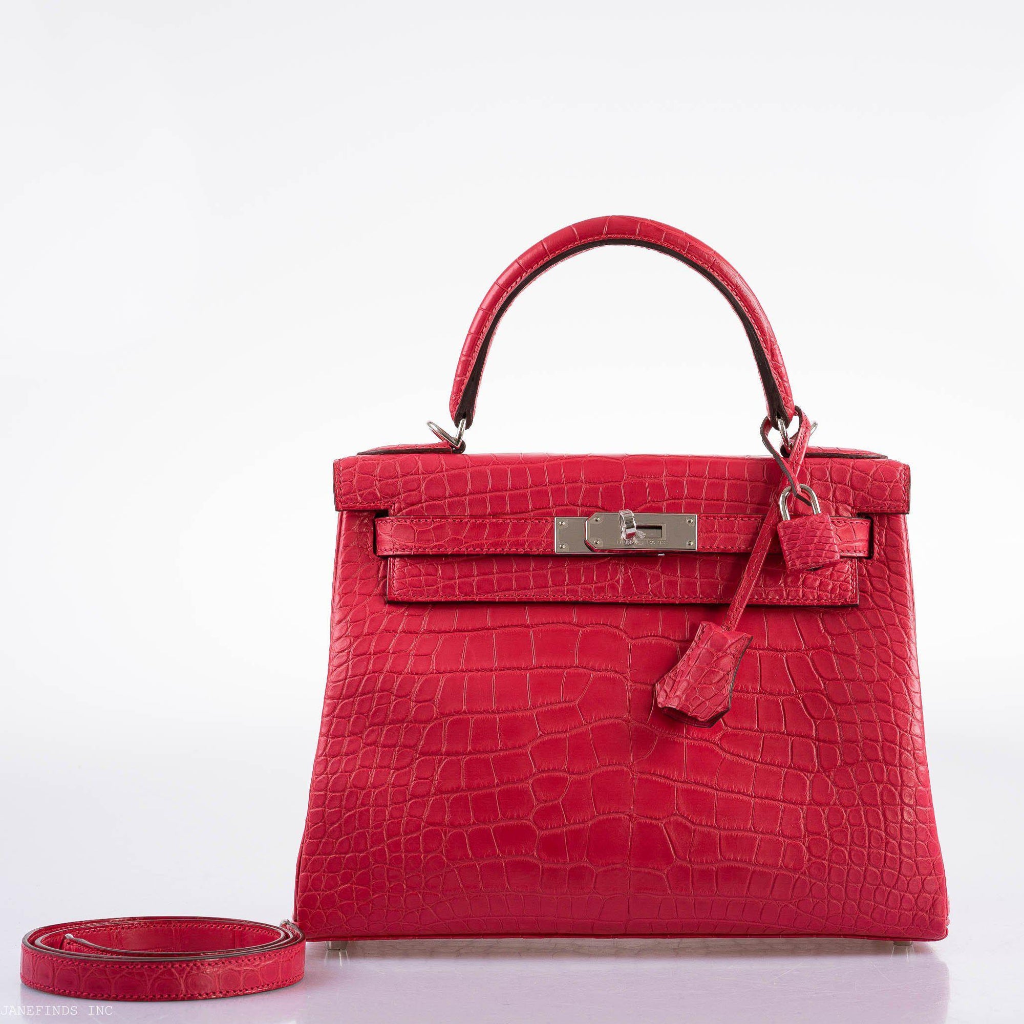 Hermès Kelly 28 Retourne Rose Extreme Matte Alligator with Palladium Hardware