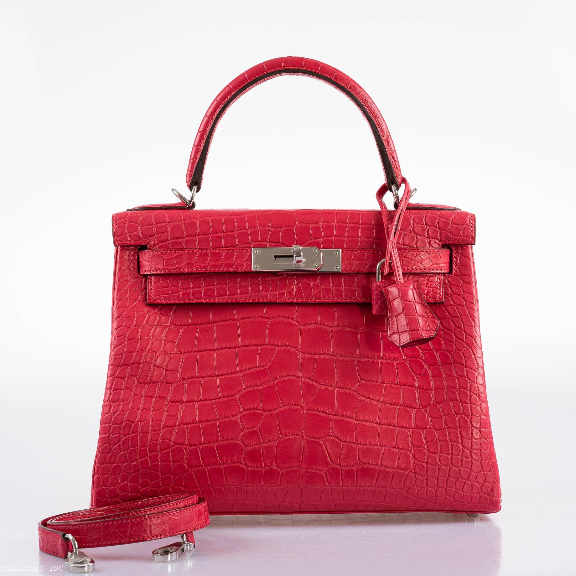 Hermès Kelly 28 Retourne Rose Extreme Matte Alligator with Palladium Hardware - 2020, Y