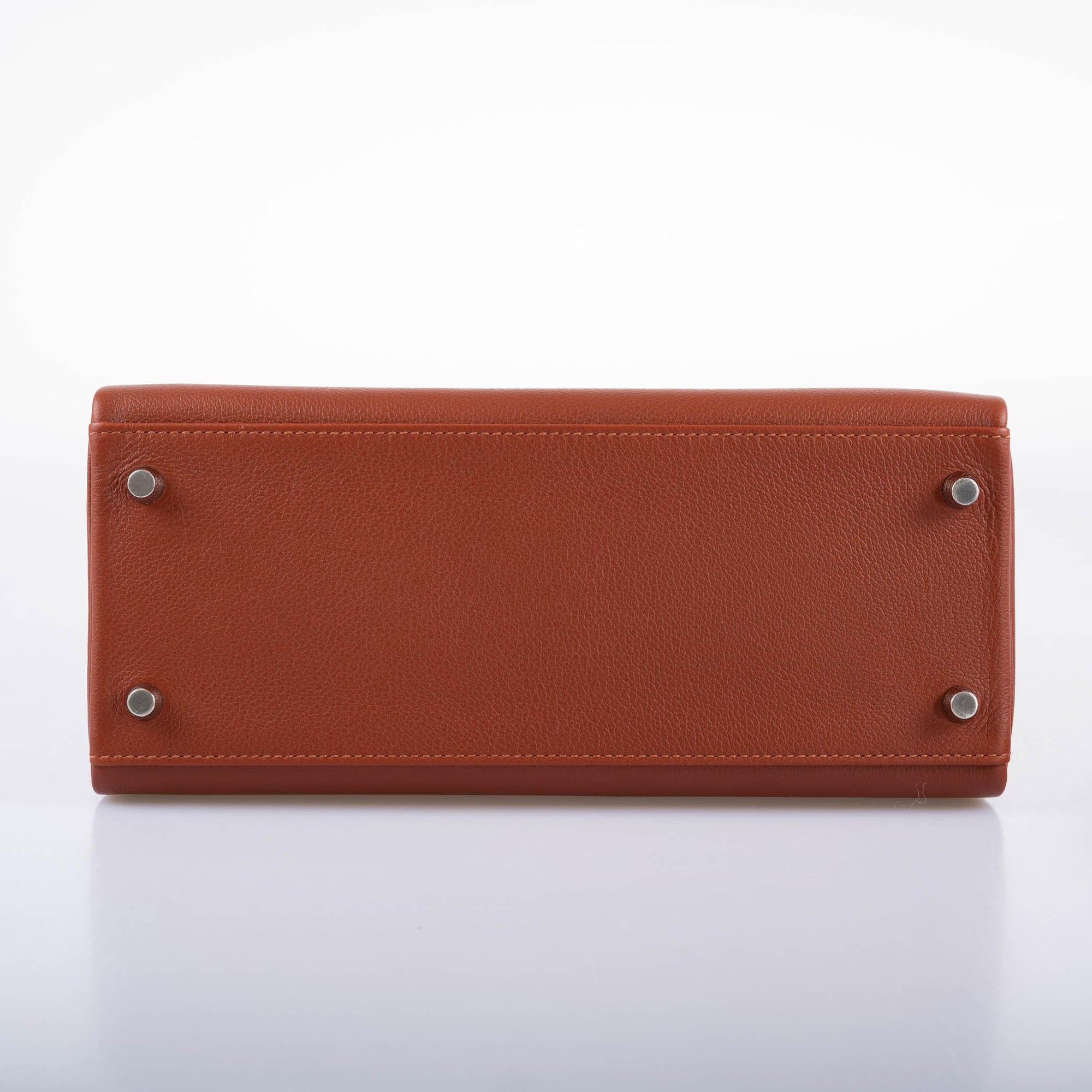 Hermès Kelly 28 Retourne Sienne Verso Deep Blue Evercolor leather with Palladium Hardware