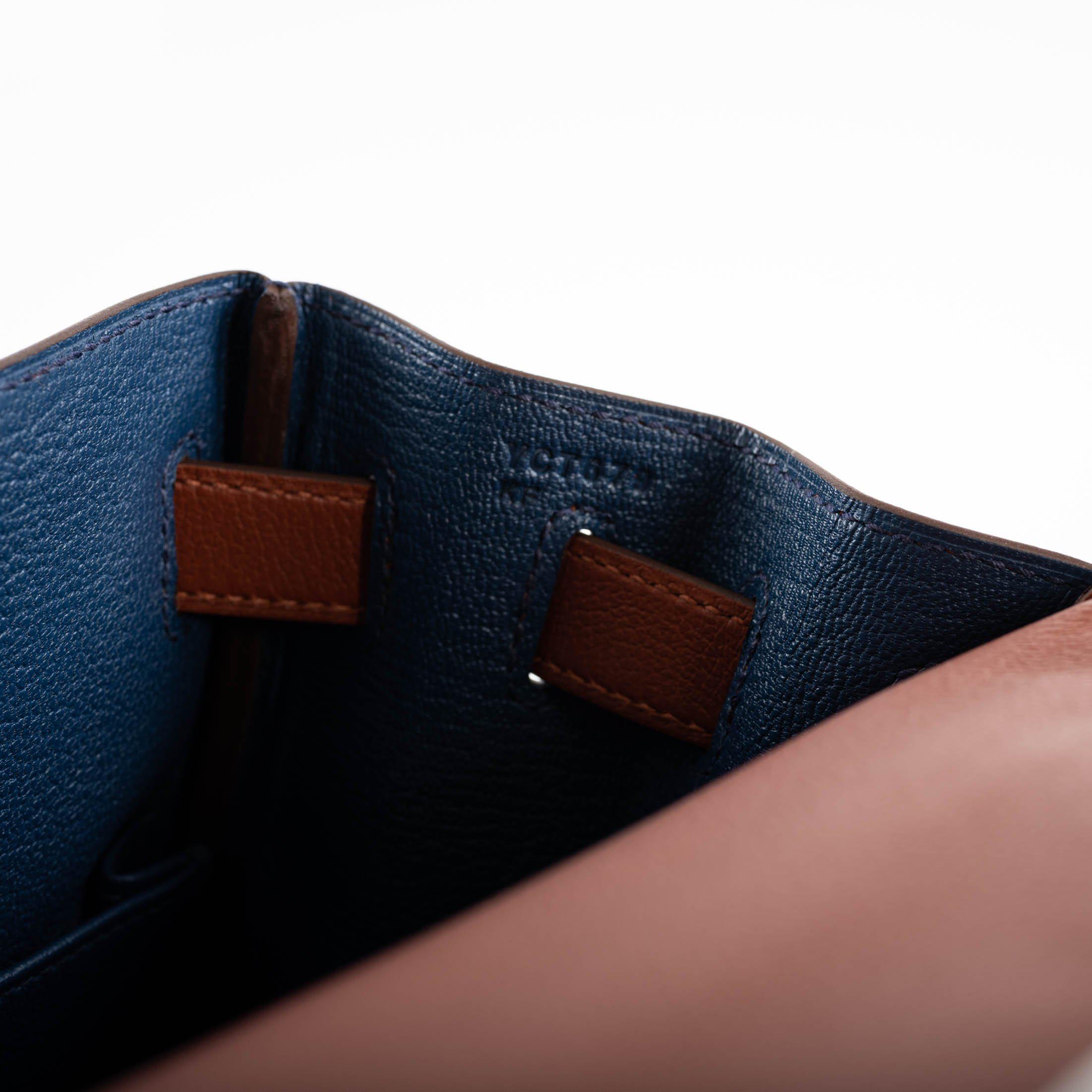 Hermès Kelly 28 Retourne Sienne Verso Deep Blue Evercolor leather with Palladium Hardware