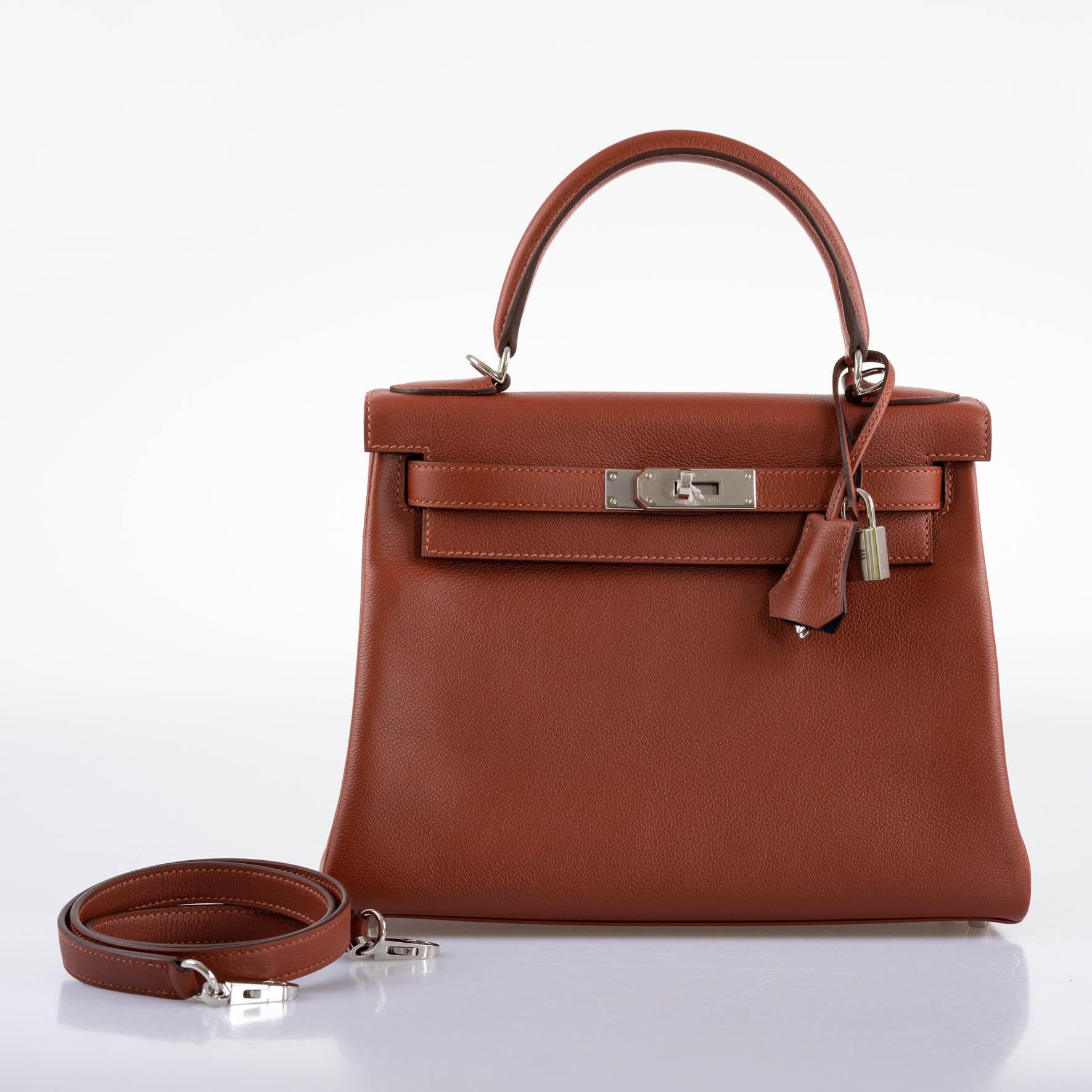 Hermès Kelly 28 Retourne Sienne Verso Deep Blue Evercolor leather with Palladium Hardware
