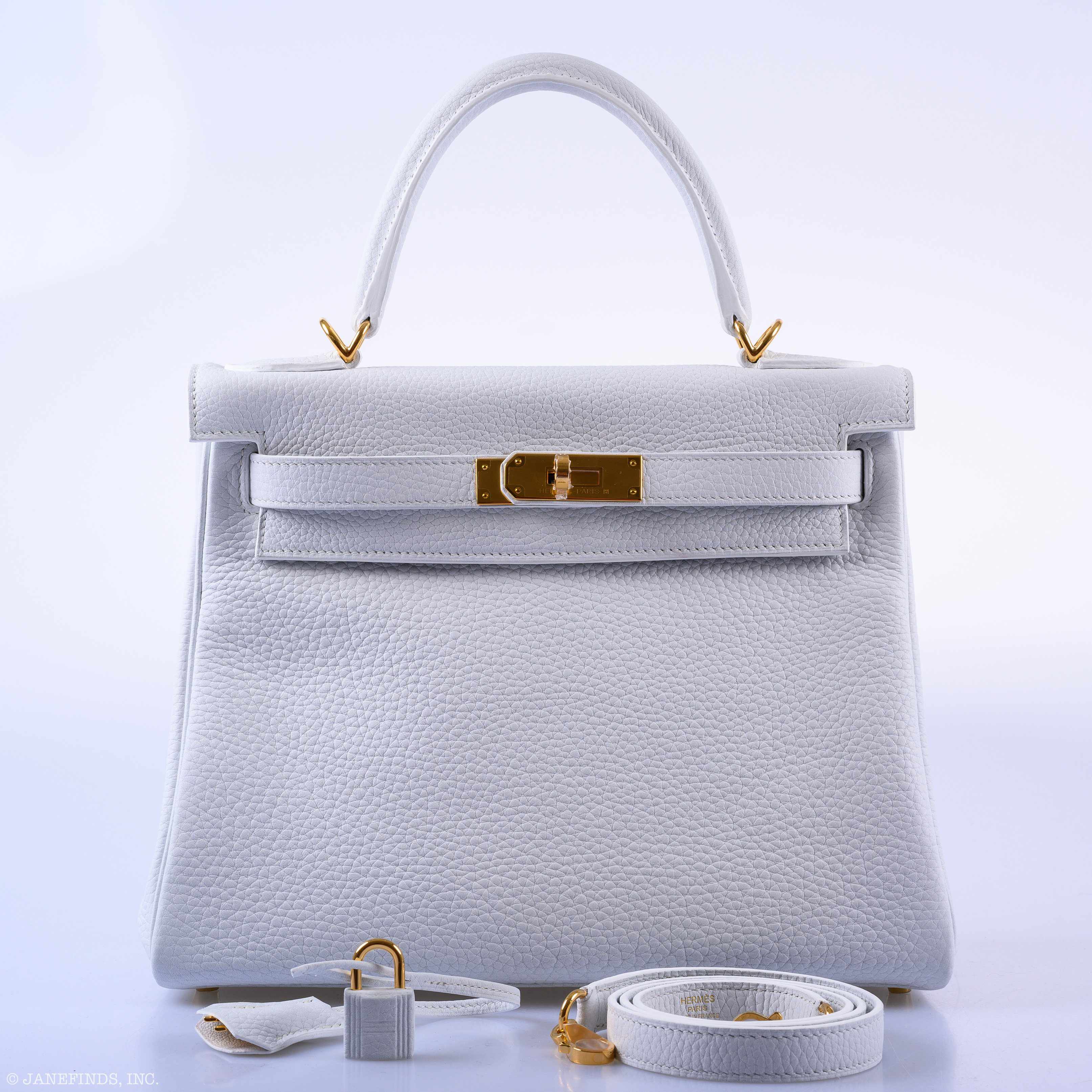 Hermès Kelly 28 Retourne White Clemence Gold Hardware - 2019, D