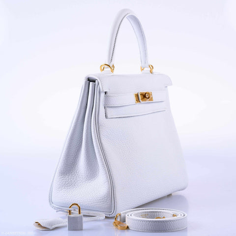 Hermès Kelly 28 Retourne White Clemence Gold Hardware - 2019, D