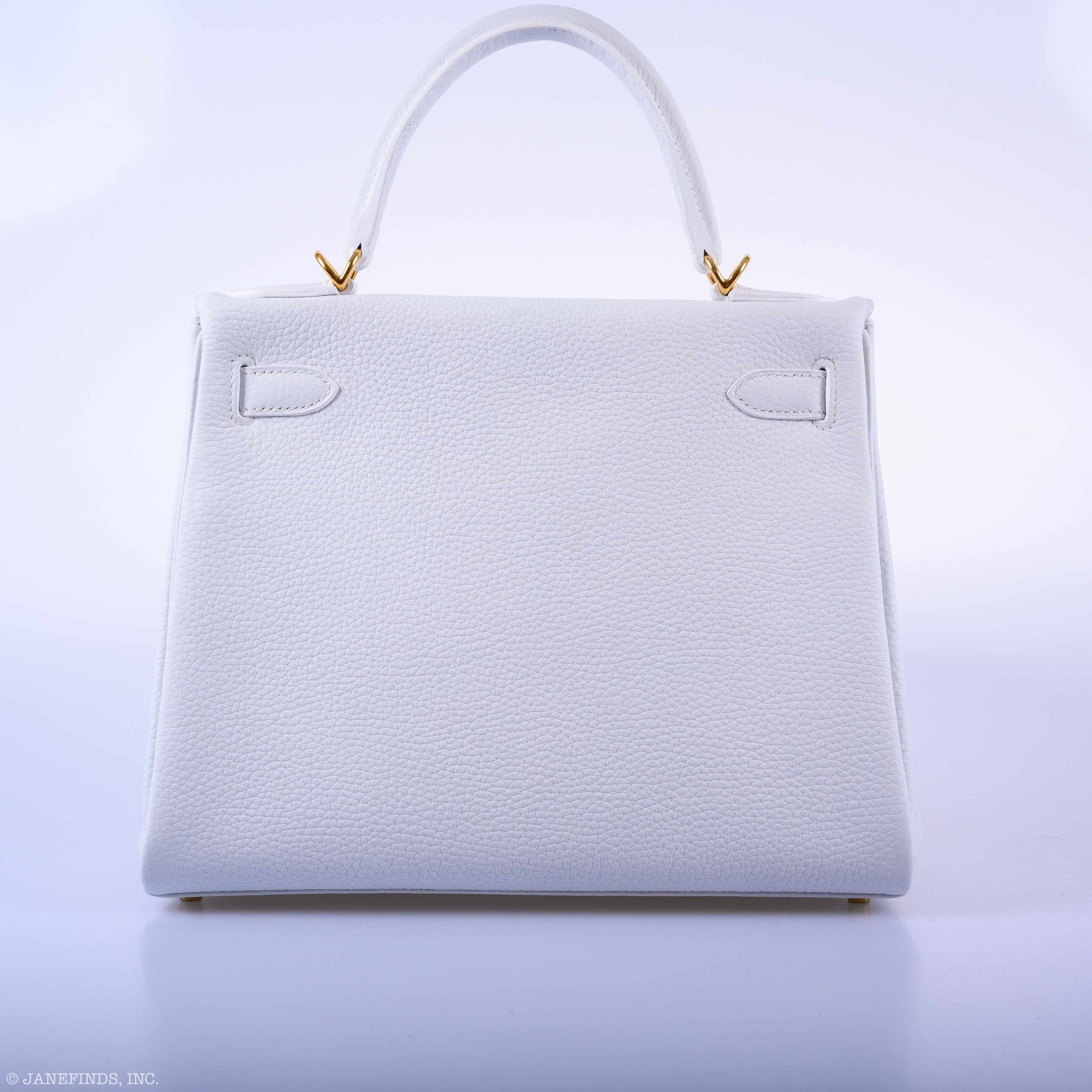 Hermès Kelly 28 Retourne White Clemence Gold Hardware
