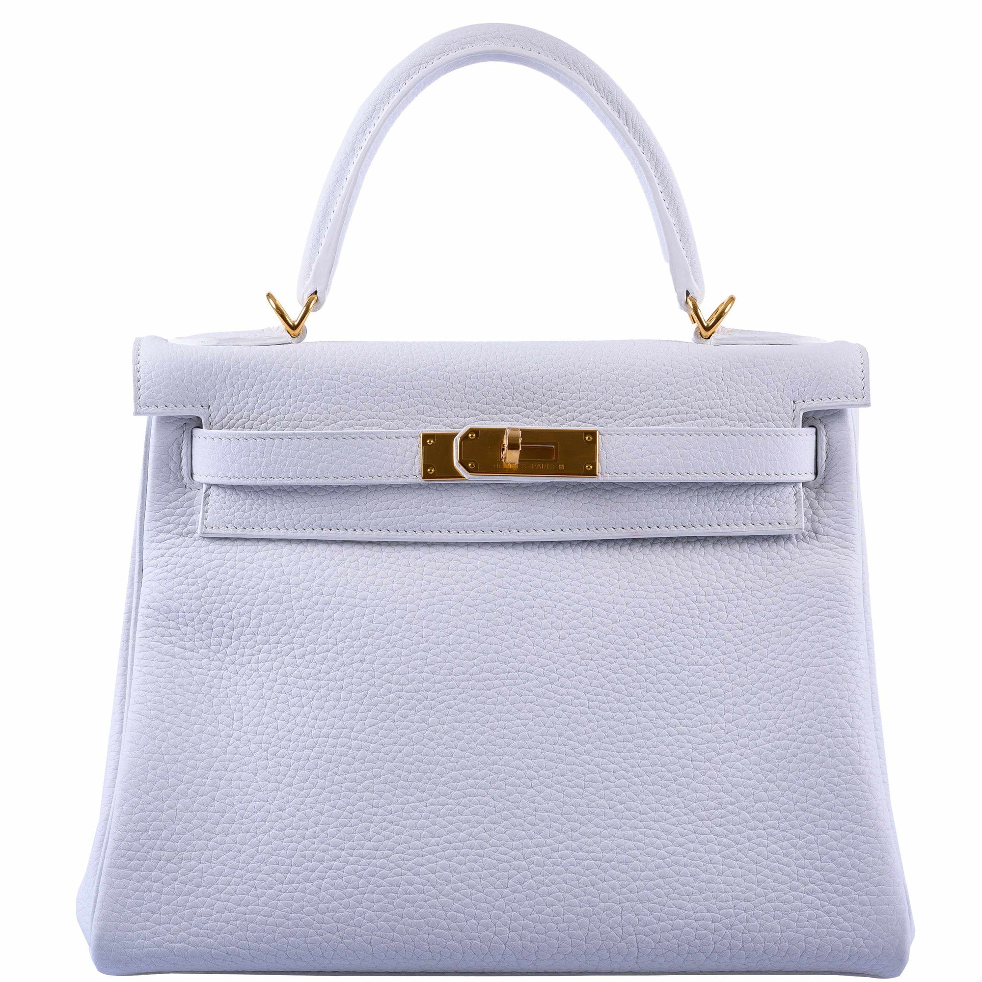 Hermès Kelly 28 Retourne White Clemence Gold Hardware