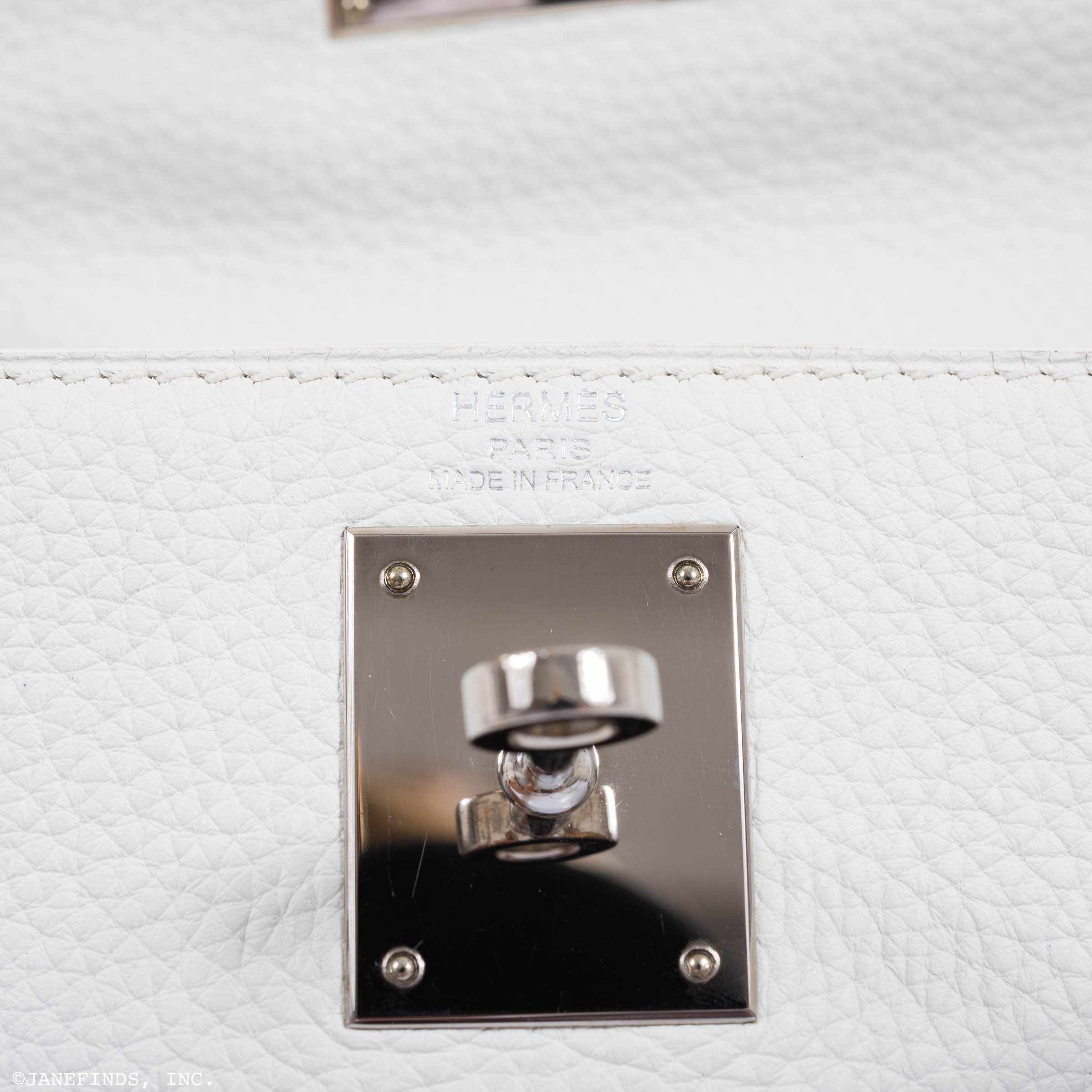 Hermès Kelly 28 Retourne White Clemence Palladium Hardware