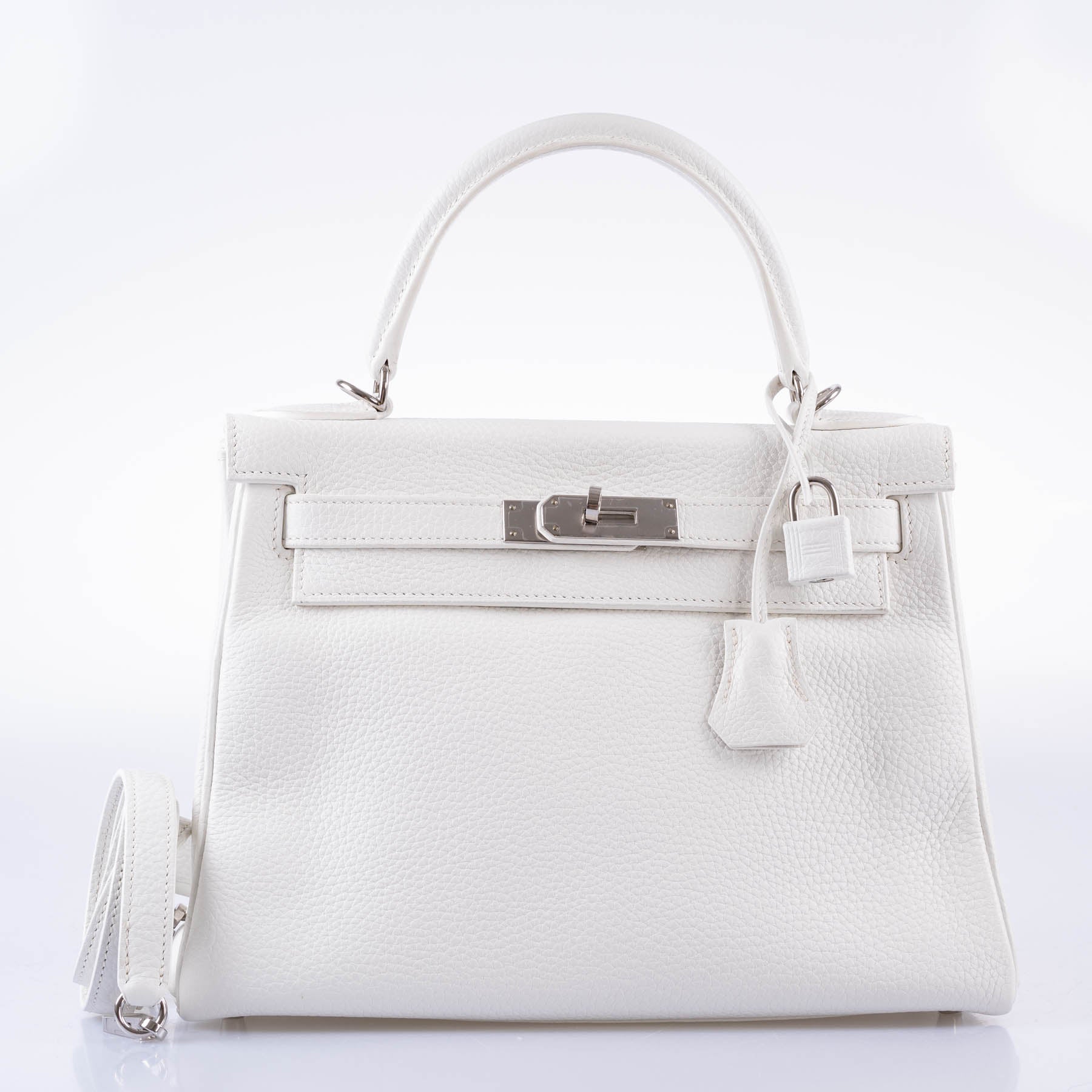 Hermès Kelly 28 Retourne White Clemence leather Palladium Hardware