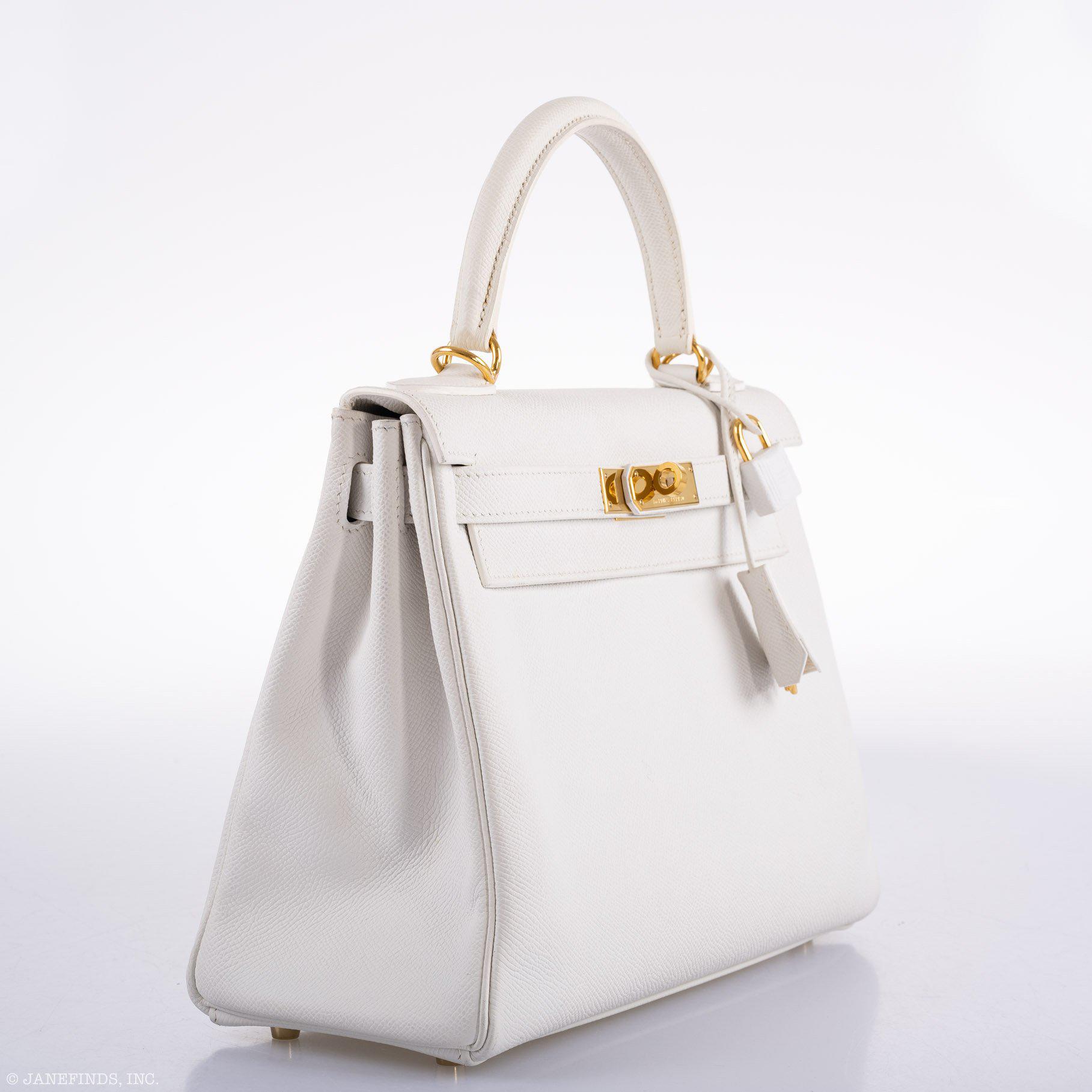 Hermès Kelly 28 Retourne White Epsom with Gold Hardware