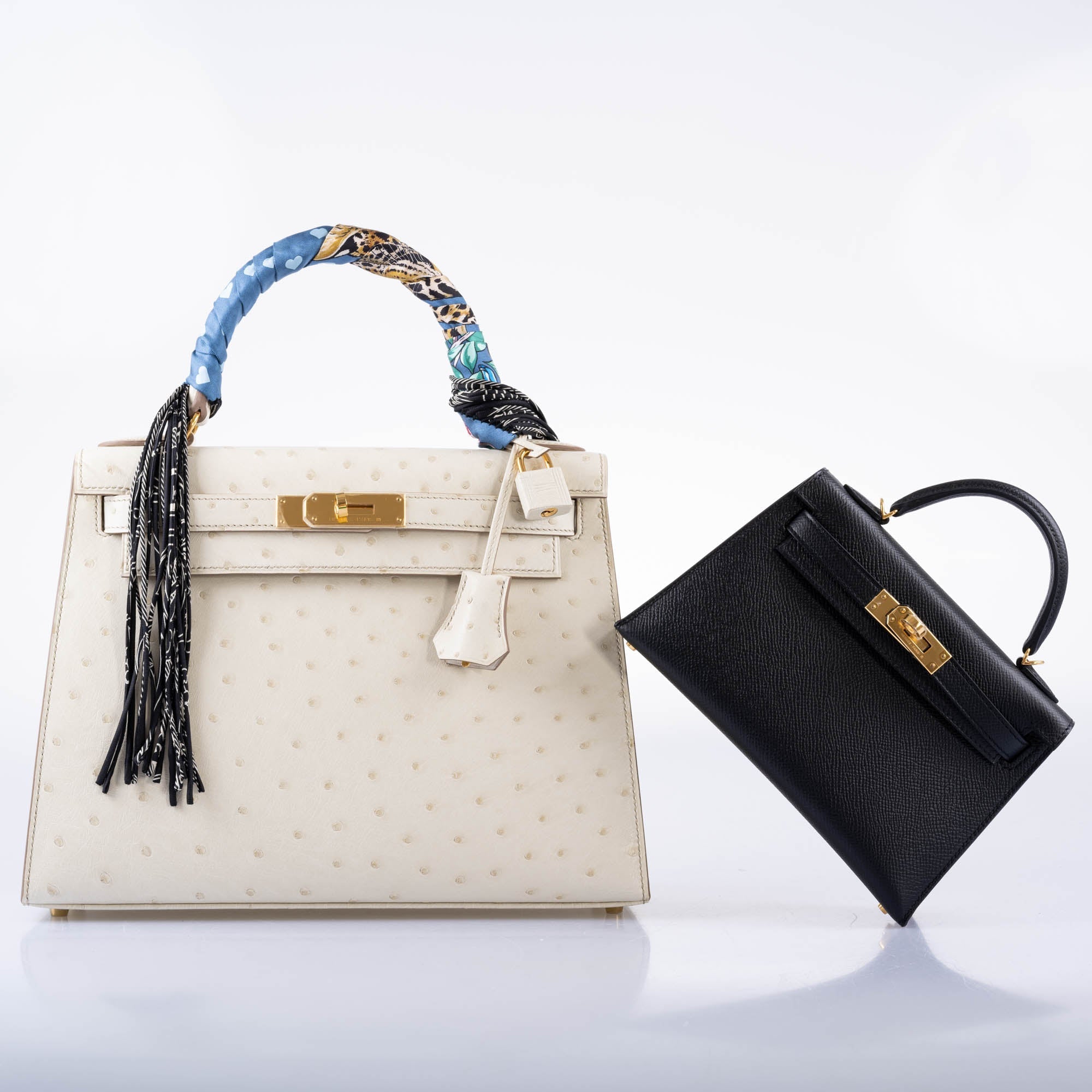 Hermès Kelly 28 Sellier Beton Ostrich with Gold Hardware