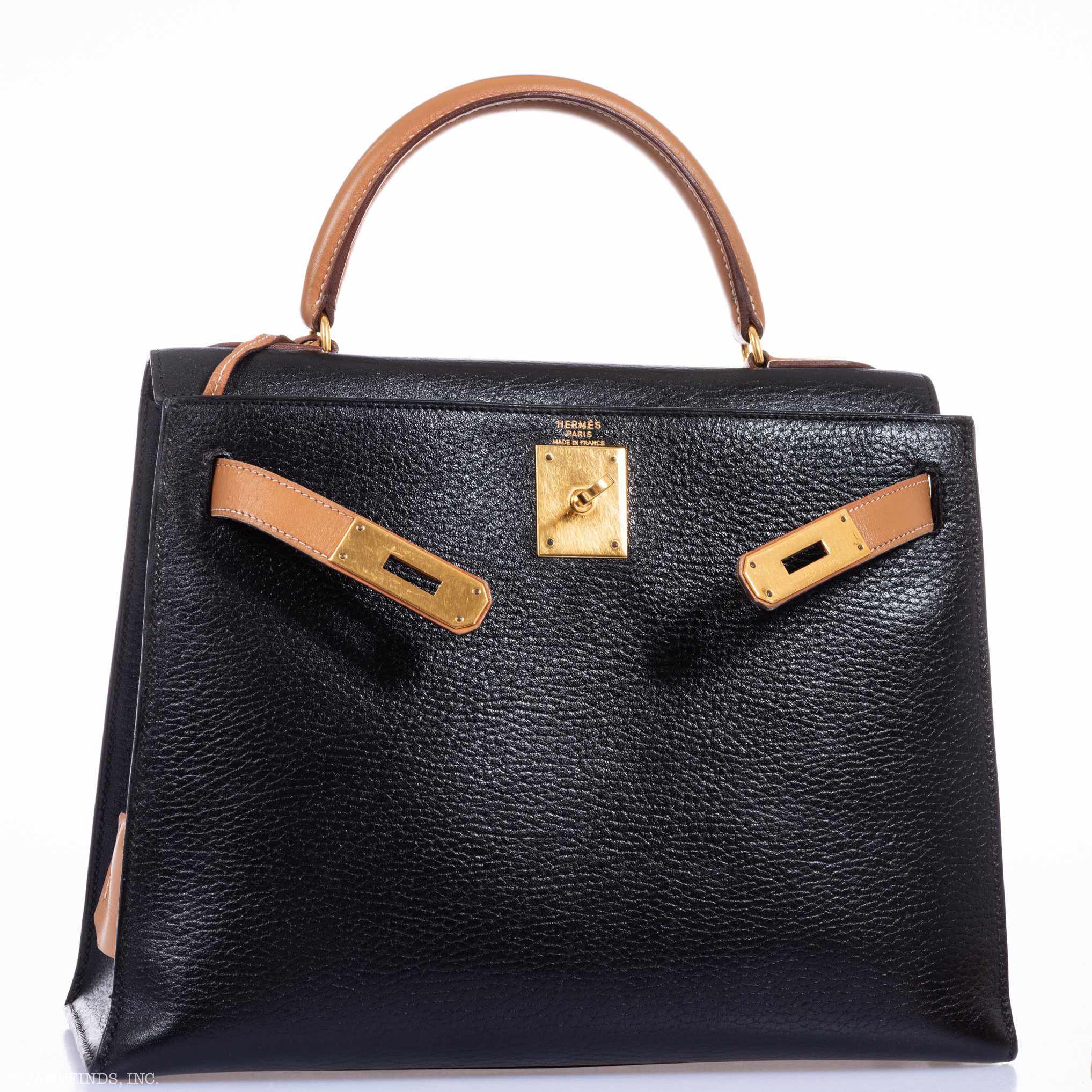 Hermès Kelly 28 Sellier Black And Barenia Ardennes Gold Hardware