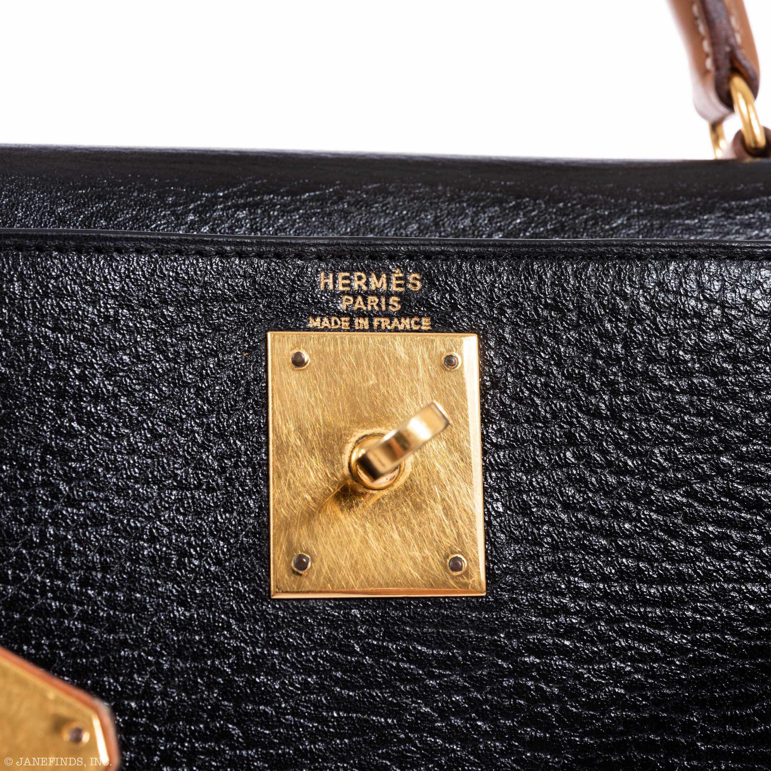 Hermès Kelly 28 Sellier Black And Barenia Ardennes Gold Hardware