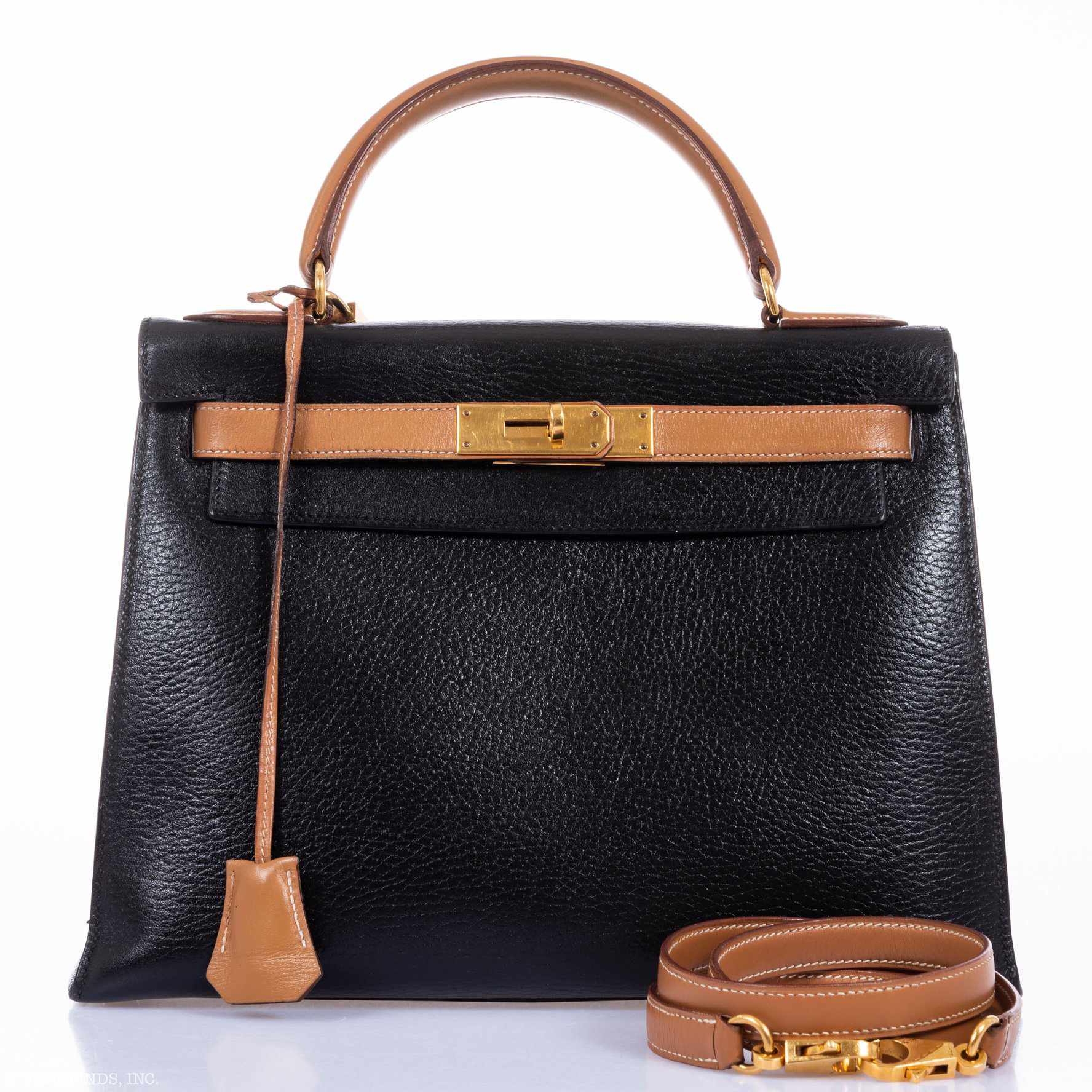 Hermès Kelly 28 Sellier Black And Barenia Ardennes Gold Hardware