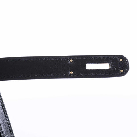 Hermès Kelly 28 Sellier Black Box & Vibrato Leather Palladium Hardware - 2000, D Square
