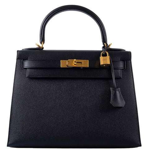 Hermès Kelly 28 Sellier Black Epsom with Gold Hardware - 2021, Z