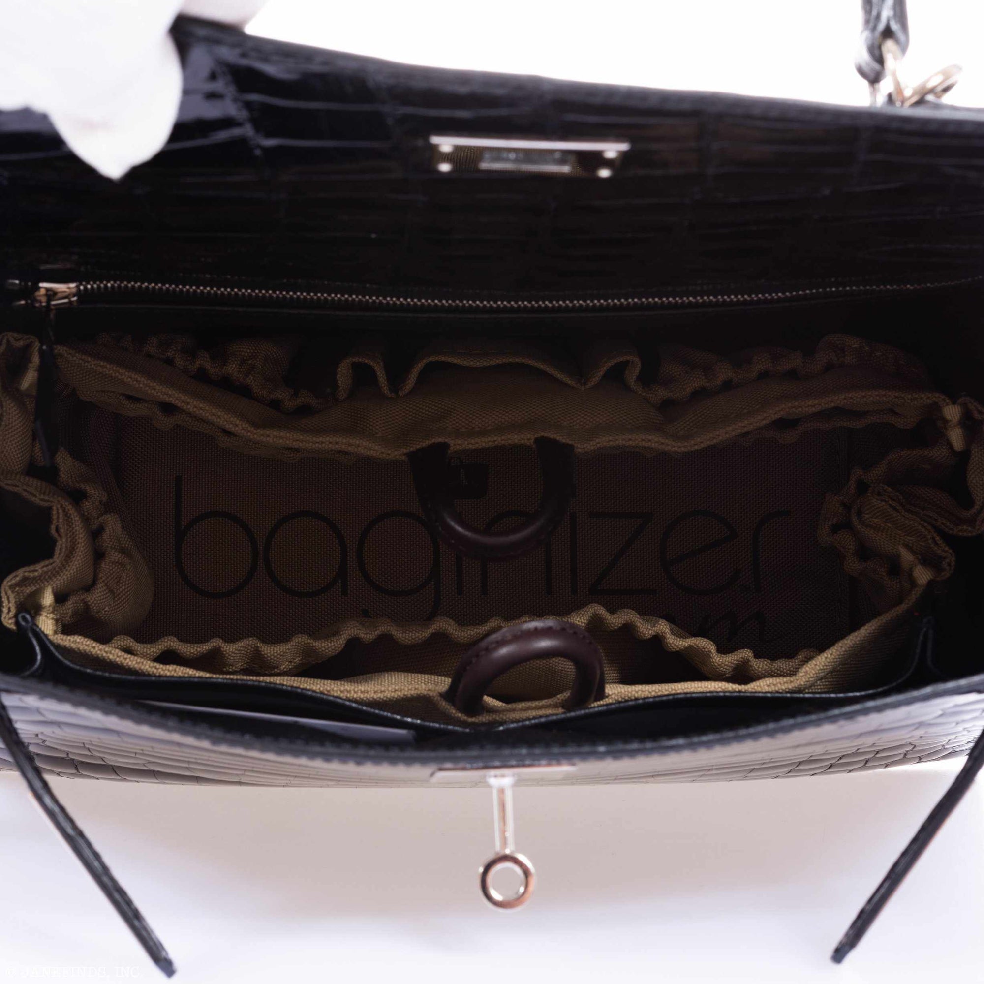 Hermès Kelly 28 Sellier Black Shiny Niloticus Crocodile Palladium Hardware