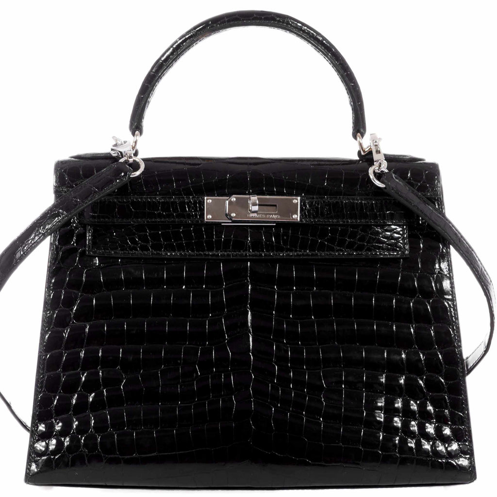 Hermès Black Sellier Kelly 28cm of Shiny Niloticus Crocodile with Gold  Hardware, Handbags & Accessories Online, Ecommerce Retail