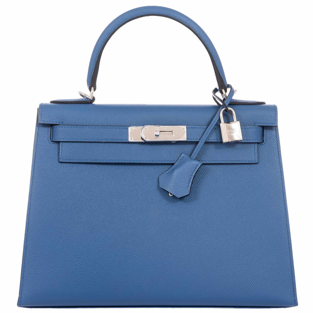 Hermès Kelly 28 Sellier Blue Agate Epsom Palladium Hardware