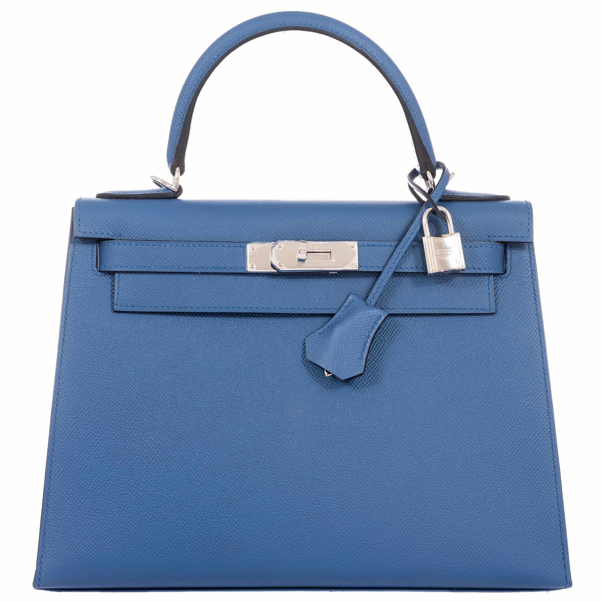 Hermes Kelly 28 Blue France Courchevel Gold Hardware