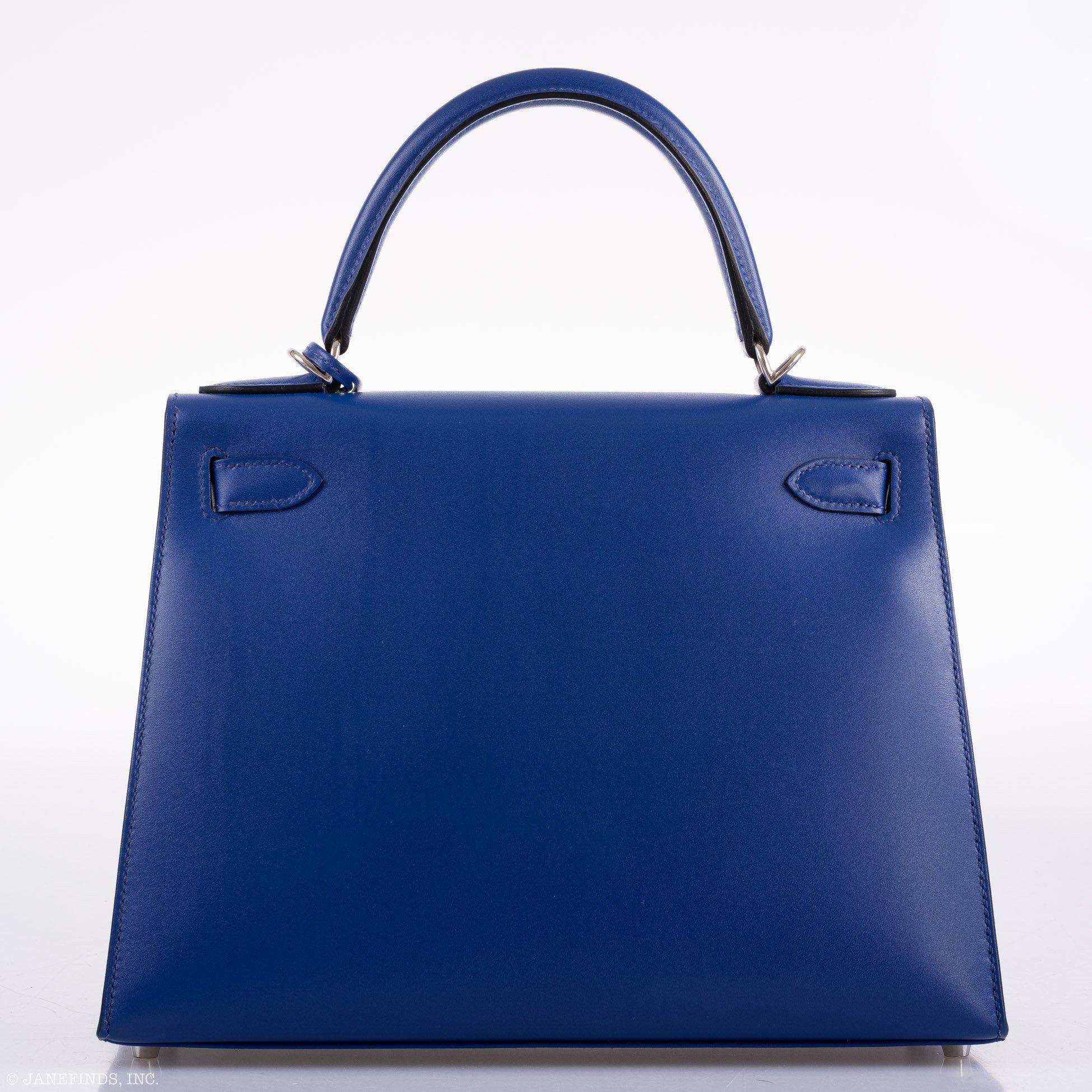 Hermès Kelly 28 Sellier Blue Electric Tadelakt leather Palladium Hardware - 2020, Y