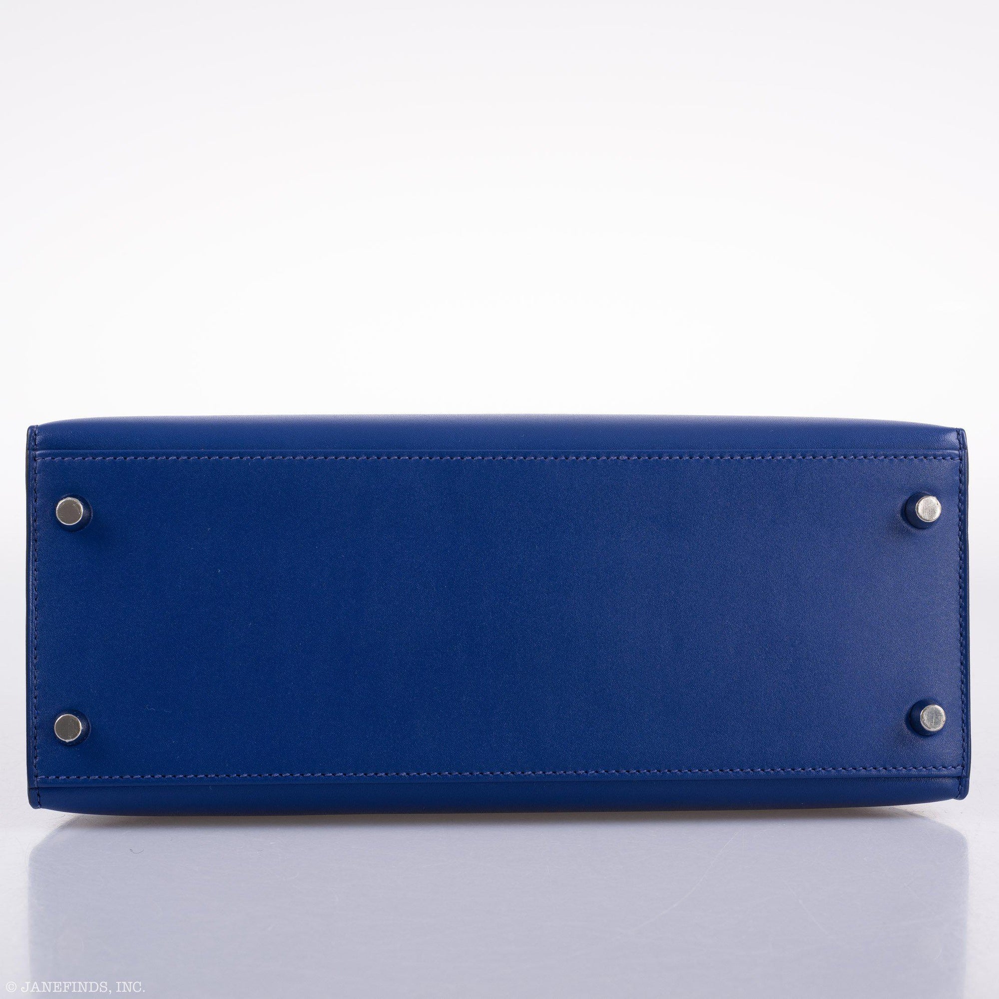 Hermès Kelly 28 Sellier Blue Electric Tadelakt leather Palladium Hardware
