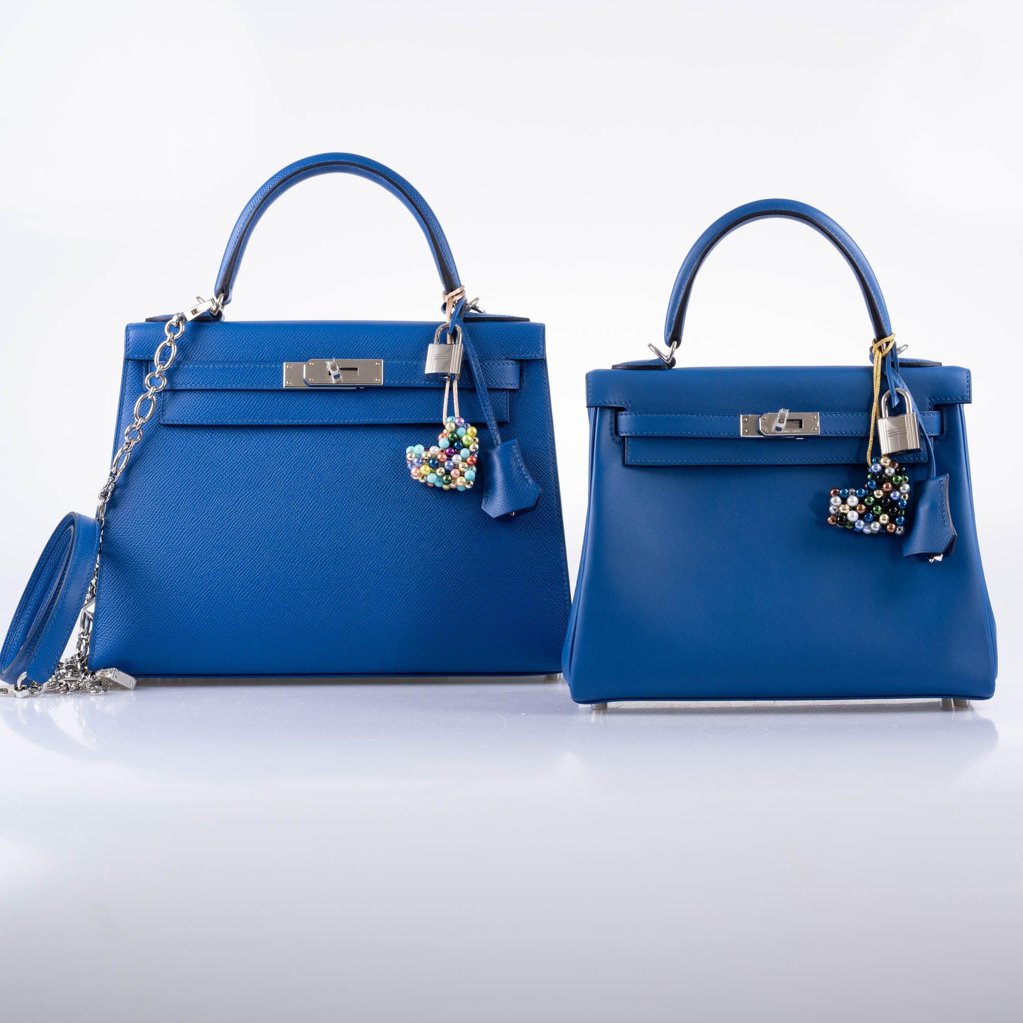 Hermès Kelly 28 Sellier Blue France Epsom leather Palladium Hardware