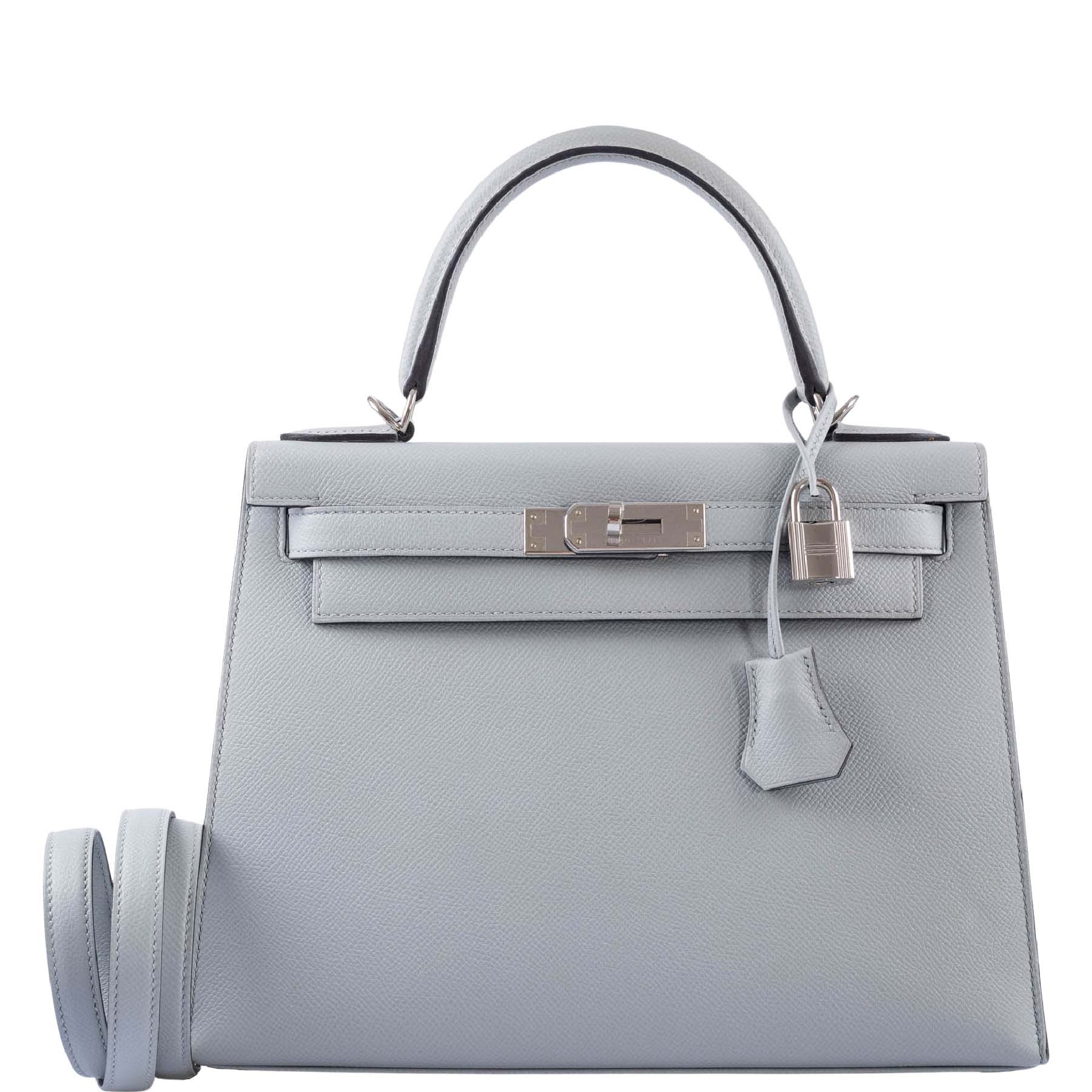 Hermès Kelly 28 Sellier Blue Glacier Epsom Palladium Hardware