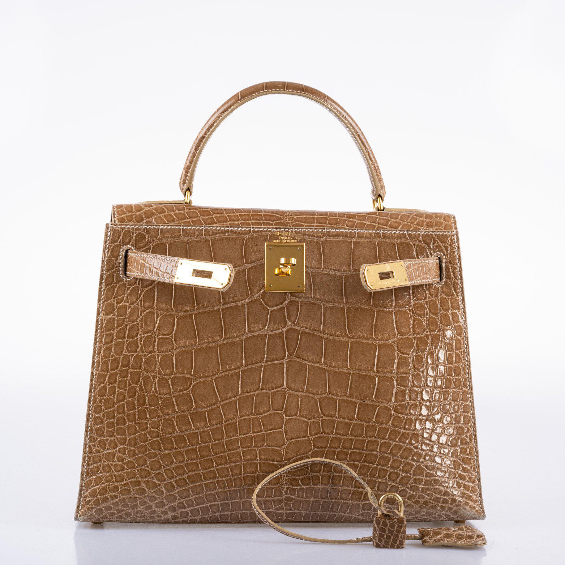 Hermès Kelly 28 Sellier Ficelle Alligator with Gold Hardware - 1994, X Circle