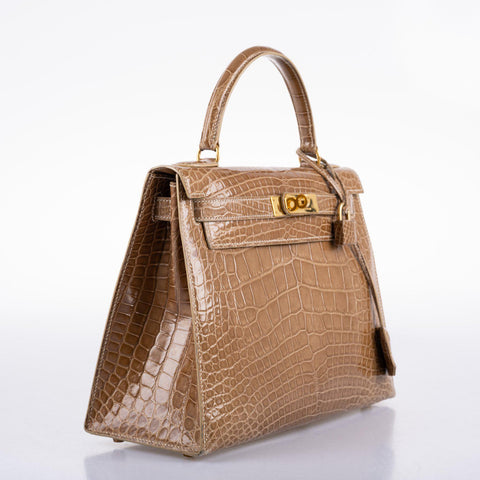 Hermès Kelly 28 Sellier Ficelle Alligator with Gold Hardware - 1994, X Circle