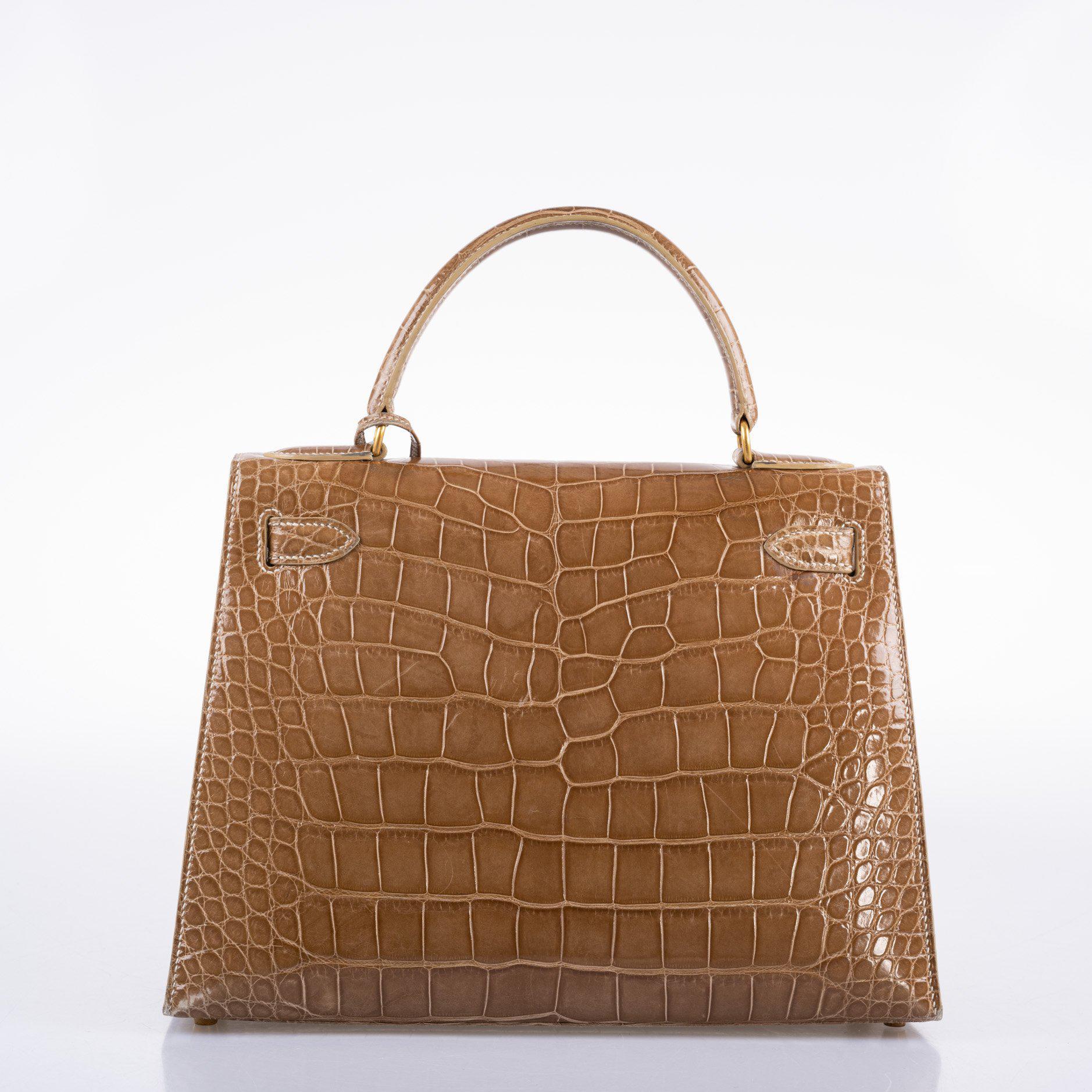 Hermès Kelly 28 Sellier Ficelle Alligator with Gold Hardware - 1994, X Circle