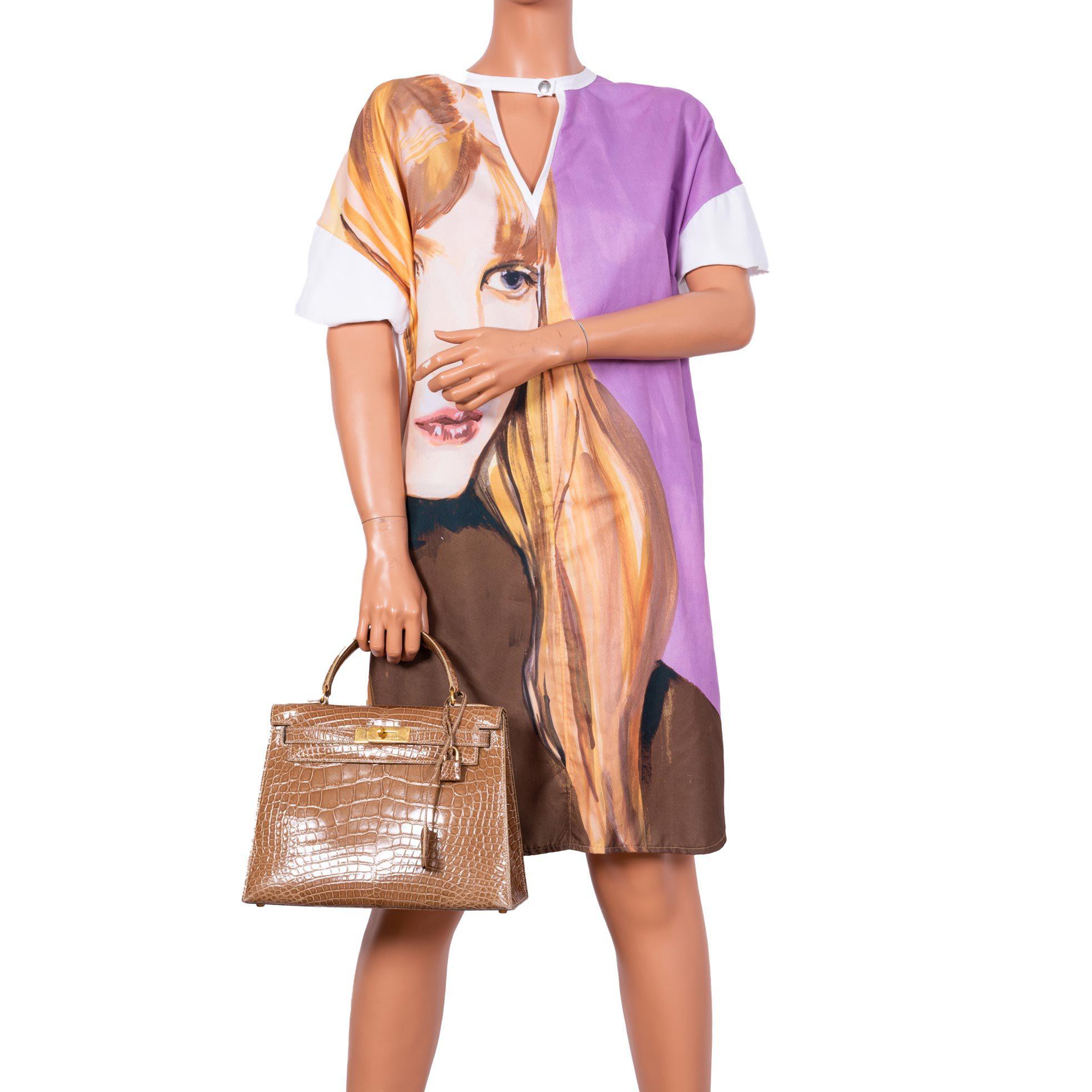 Hermès Kelly 28 Sellier Ficelle Alligator with Gold Hardware