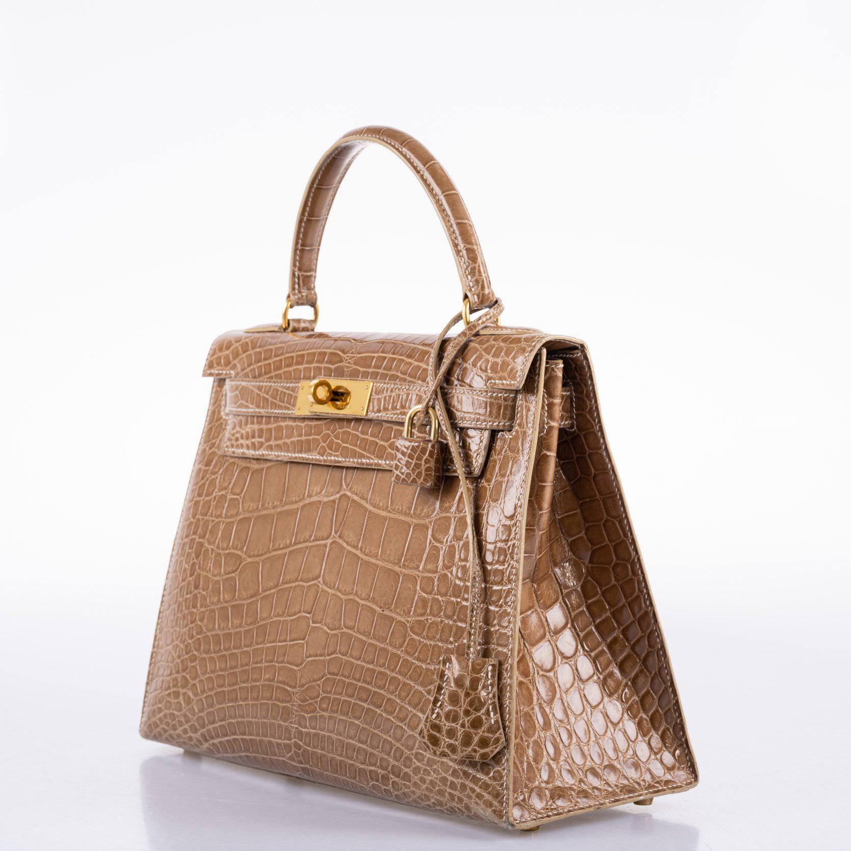 Hermès Kelly 28 Sellier Ficelle Alligator with Gold Hardware
