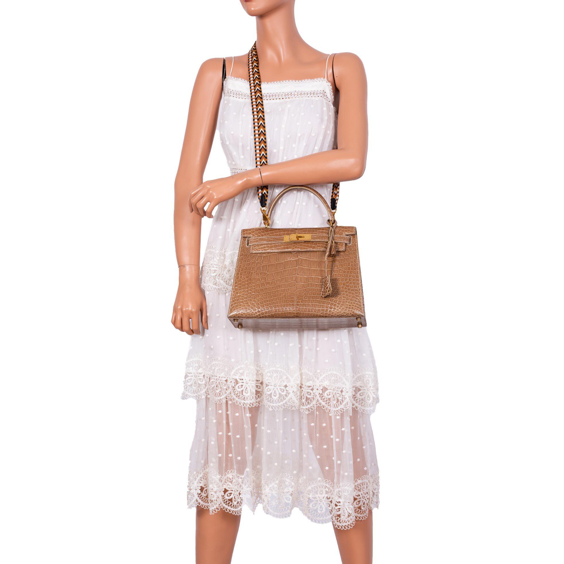 Hermès Kelly 28 Sellier Ficelle Alligator with Gold Hardware